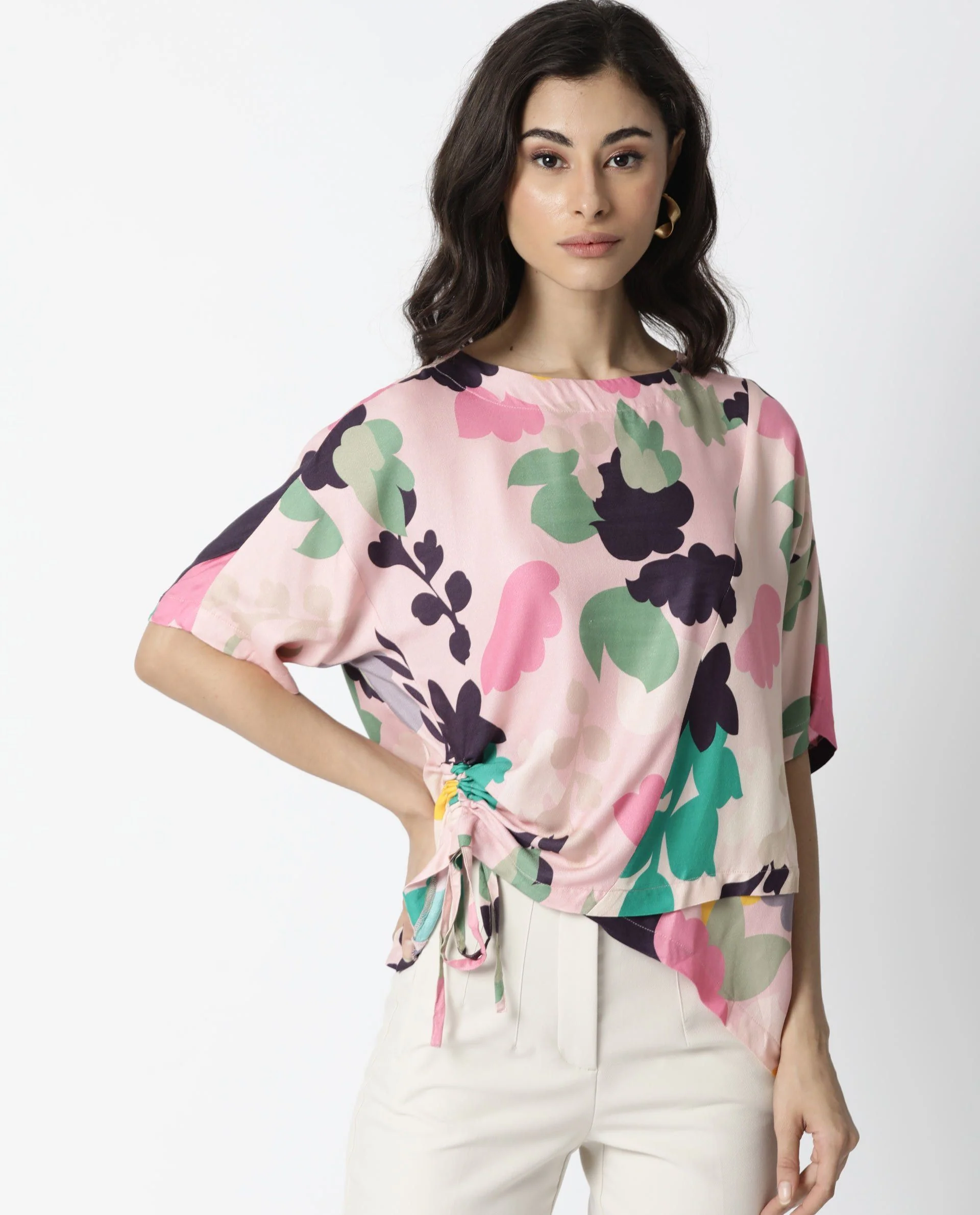 Rareism Women Stone Pink Top Short Sleeves Printed - Image 4