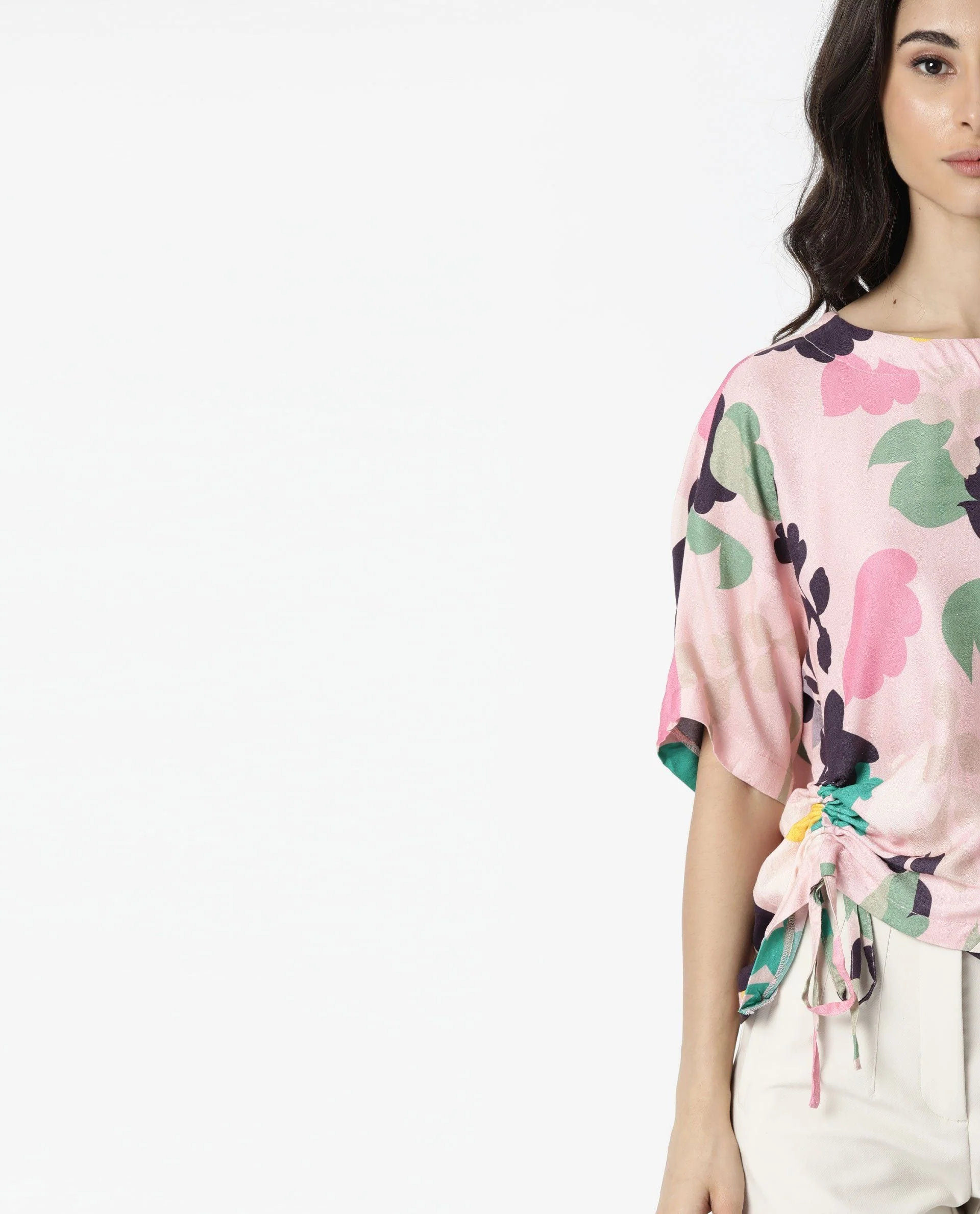 Rareism Women Stone Pink Top Short Sleeves Printed - Image 5