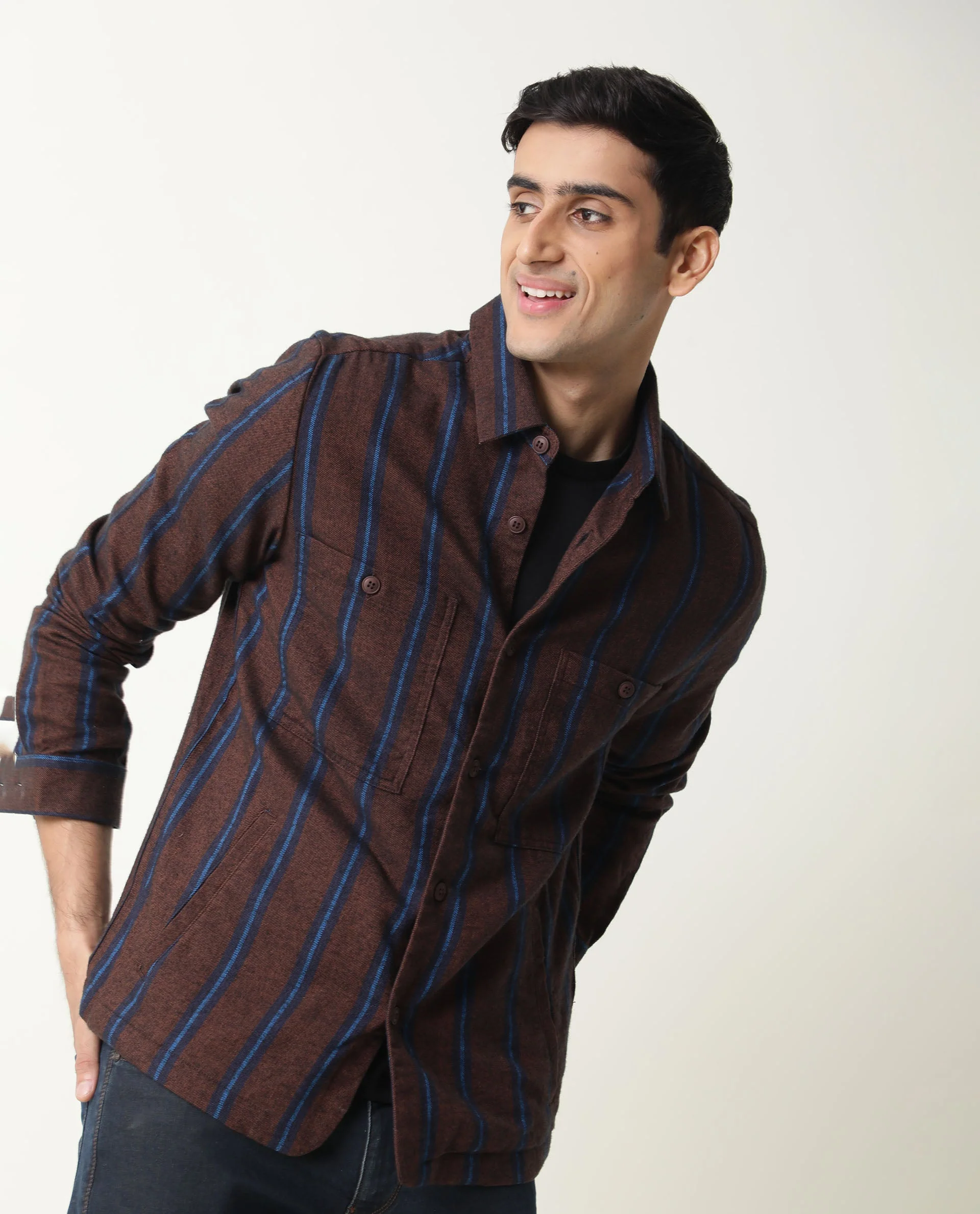 Rare Rabbit Men's Storm Mustard Cotton Striped Print Regular Fit Full Sleeve Spread Collar Jacket - Image 2