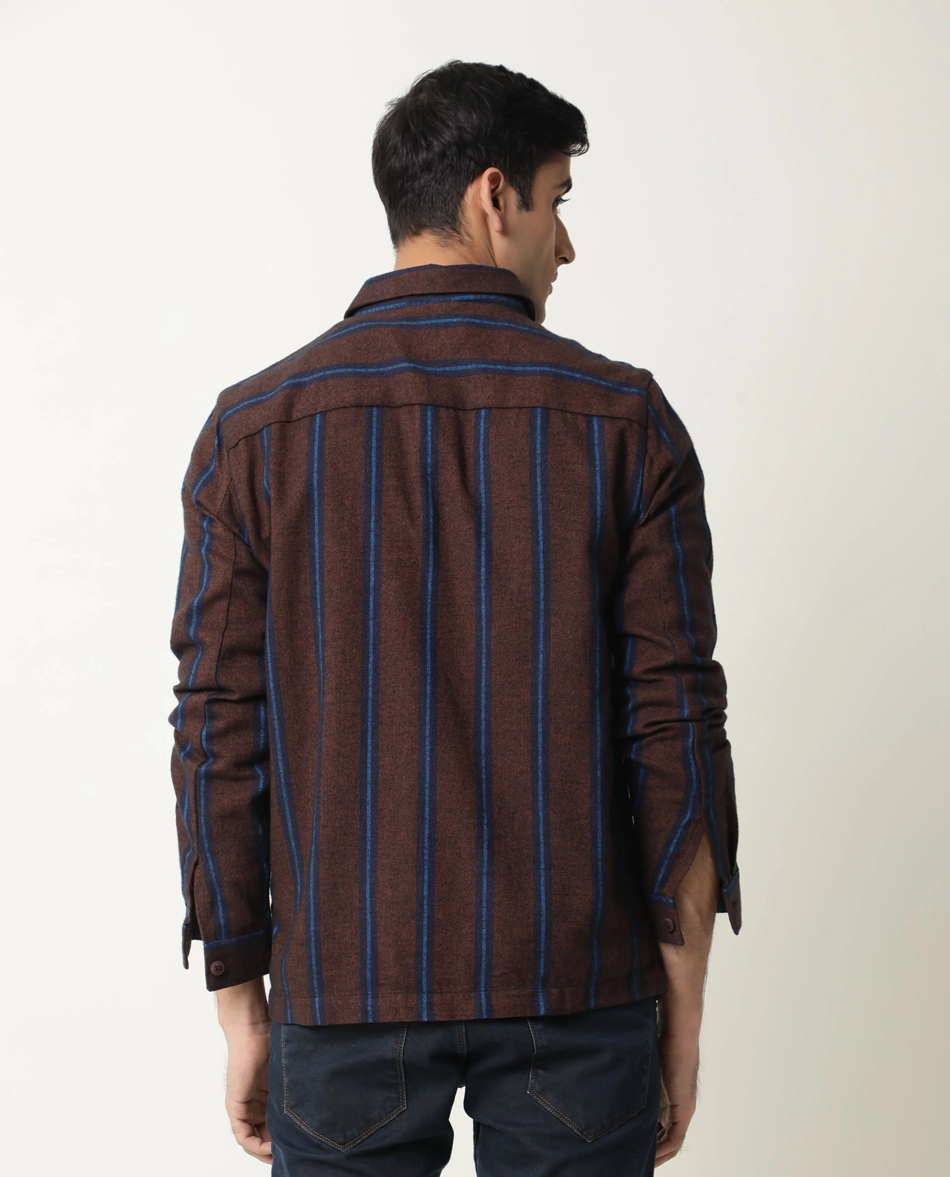 Rare Rabbit Men's Storm Mustard Cotton Striped Print Regular Fit Full Sleeve Spread Collar Jacket - Image 6