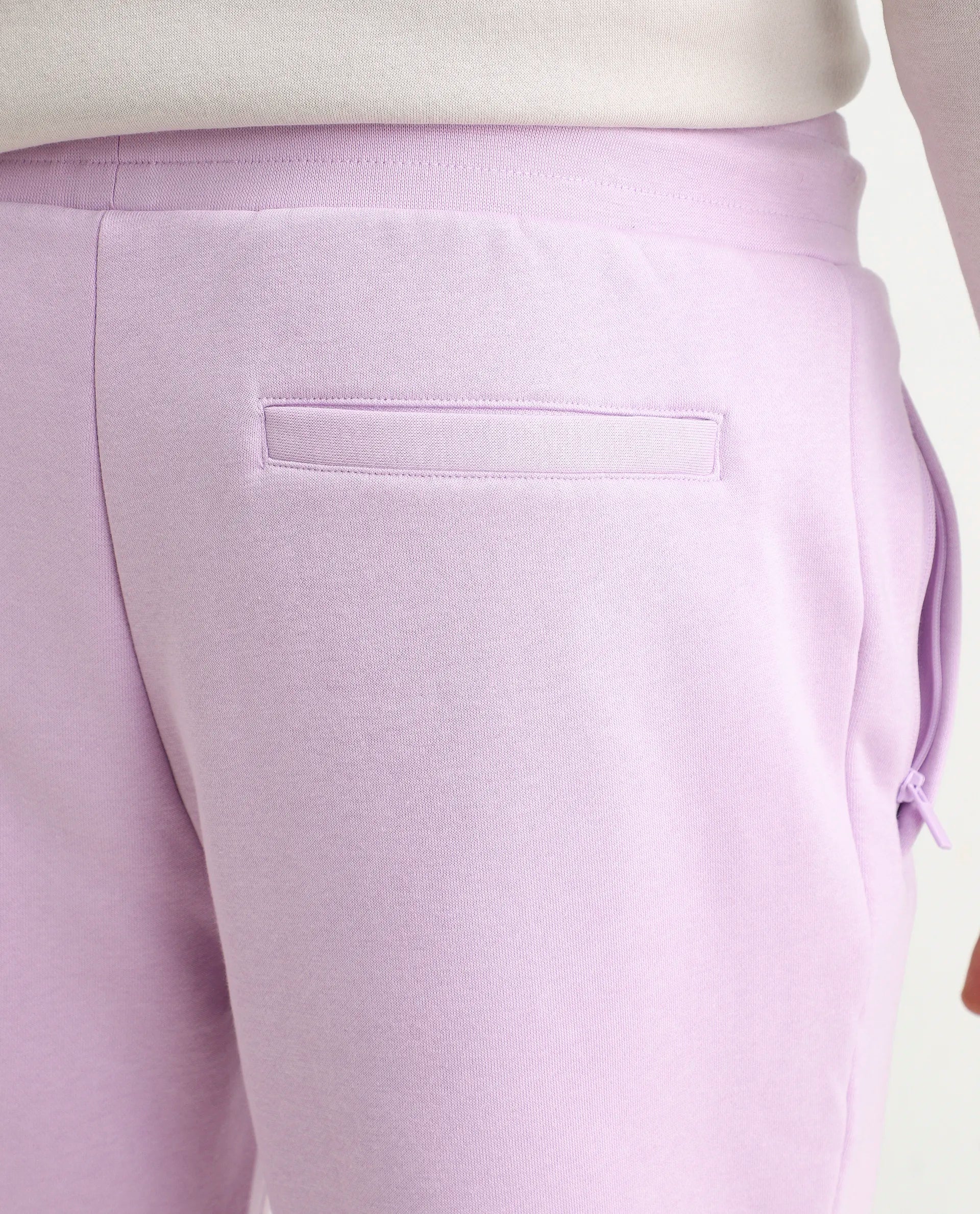 Rare Rabbit Men's Stormy Pastel Purple Cotton Plain Regular Fit Joggers - Image 5