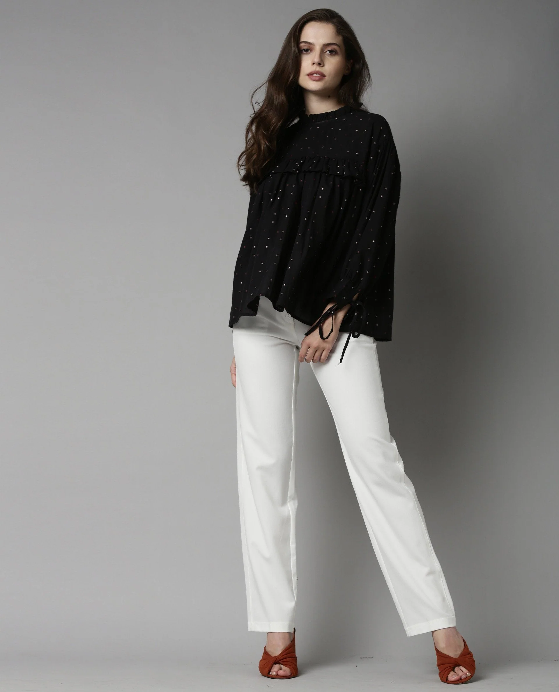 Rareism Women Street Black Top Full Sleeves Solid - Image 2