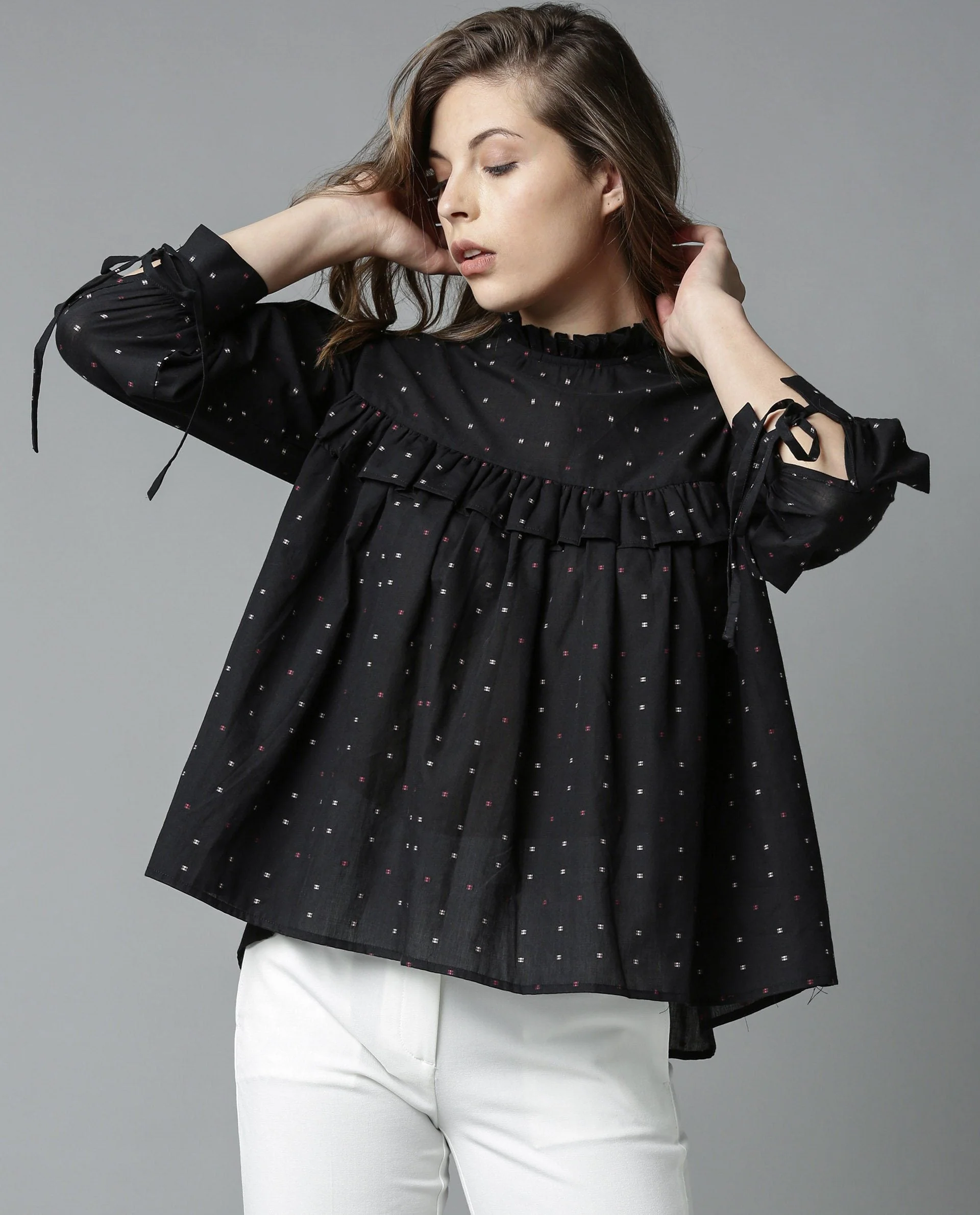 Rareism Women Street Black Top Full Sleeves Solid - Image 3