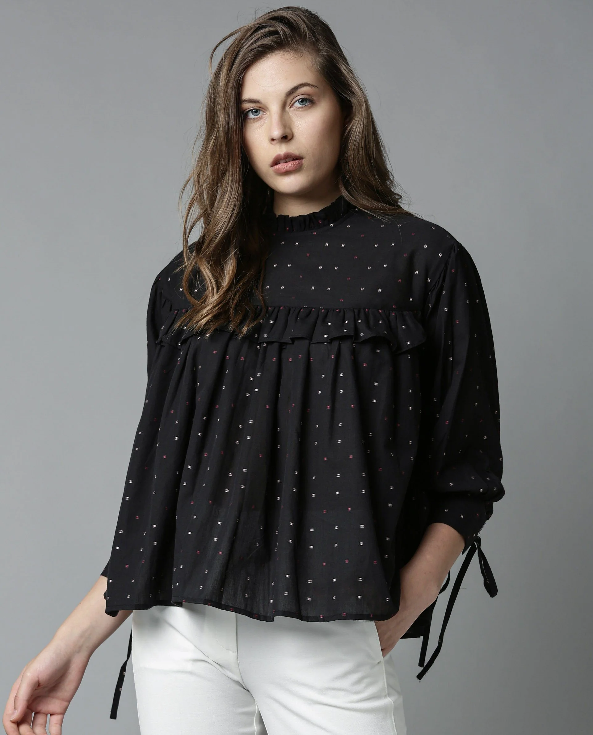 Rareism Women Street Black Top Full Sleeves Solid - Image 4
