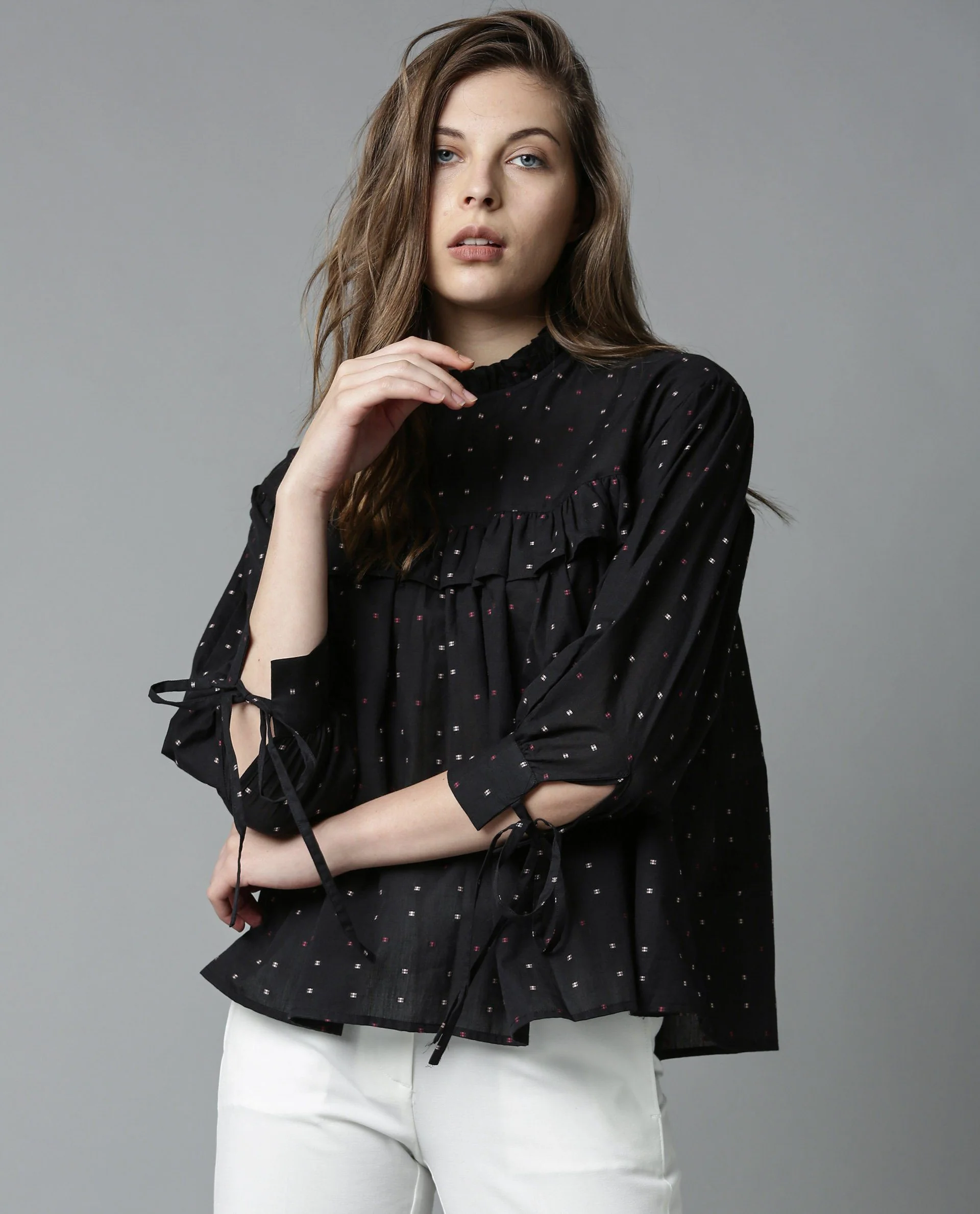 Rareism Women Street Black Top Full Sleeves Solid - Image 5