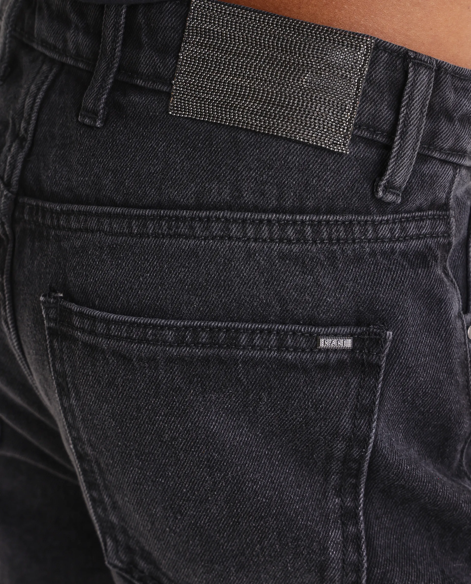 Rareism Women's Strine Black Cotton Straight Fit Plain Jeans - Image 4