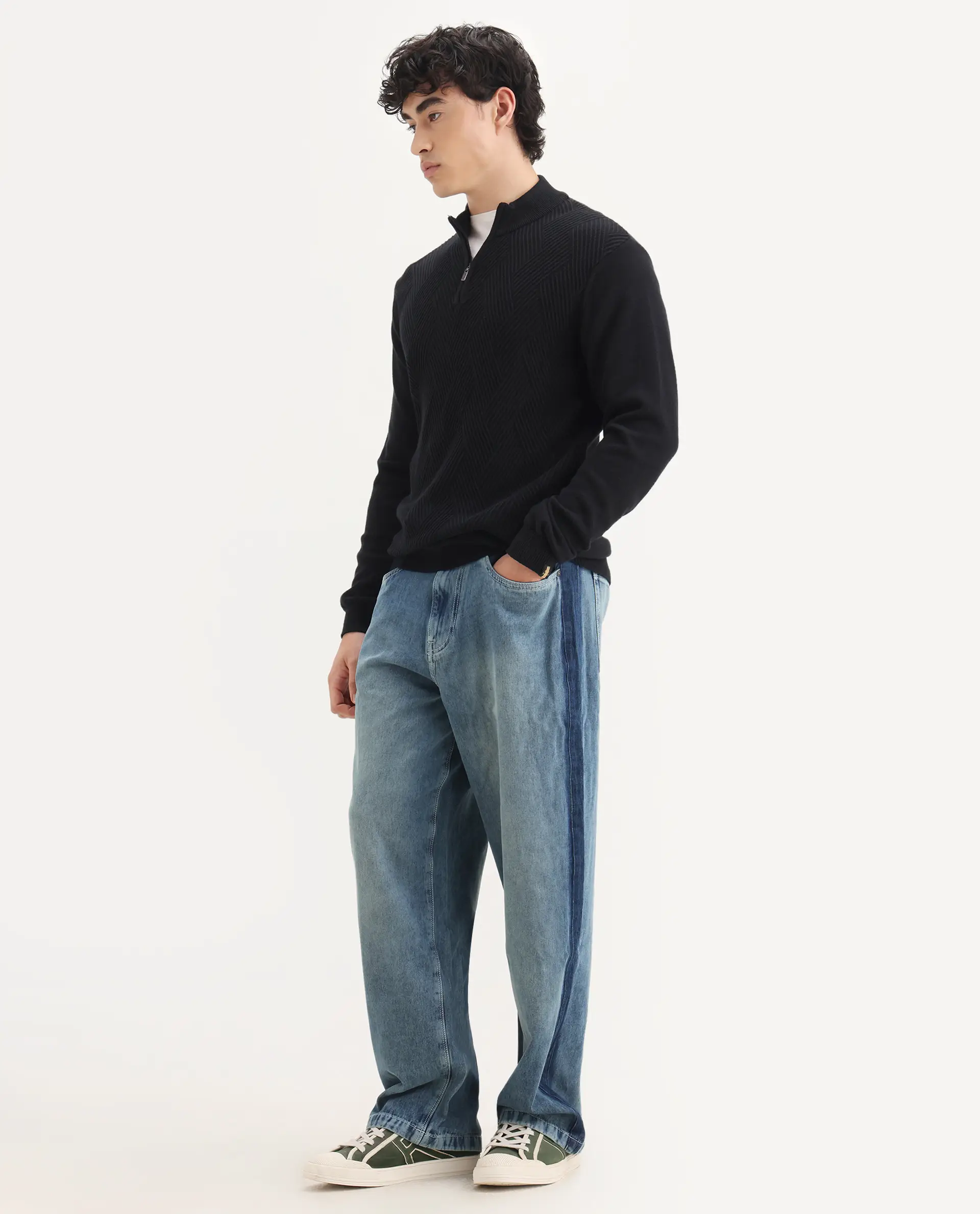 Rare Rabbit Men's Strito Light Blue Cotton Plain Baggy Fit Jeans - Image 5