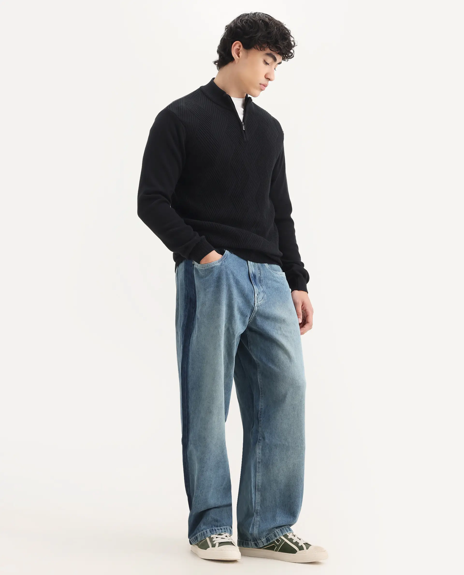 Rare Rabbit Men's Strito Light Blue Cotton Plain Baggy Fit Jeans - Image 6
