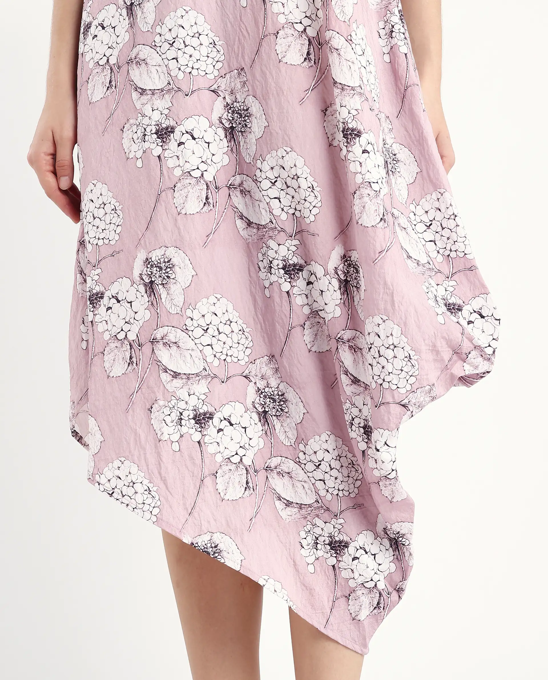 Rareism Women's Sullivio Dusky Pink Nylon Blend High Neck Floral Print Midi Relaxed Fit Dress - Image 4