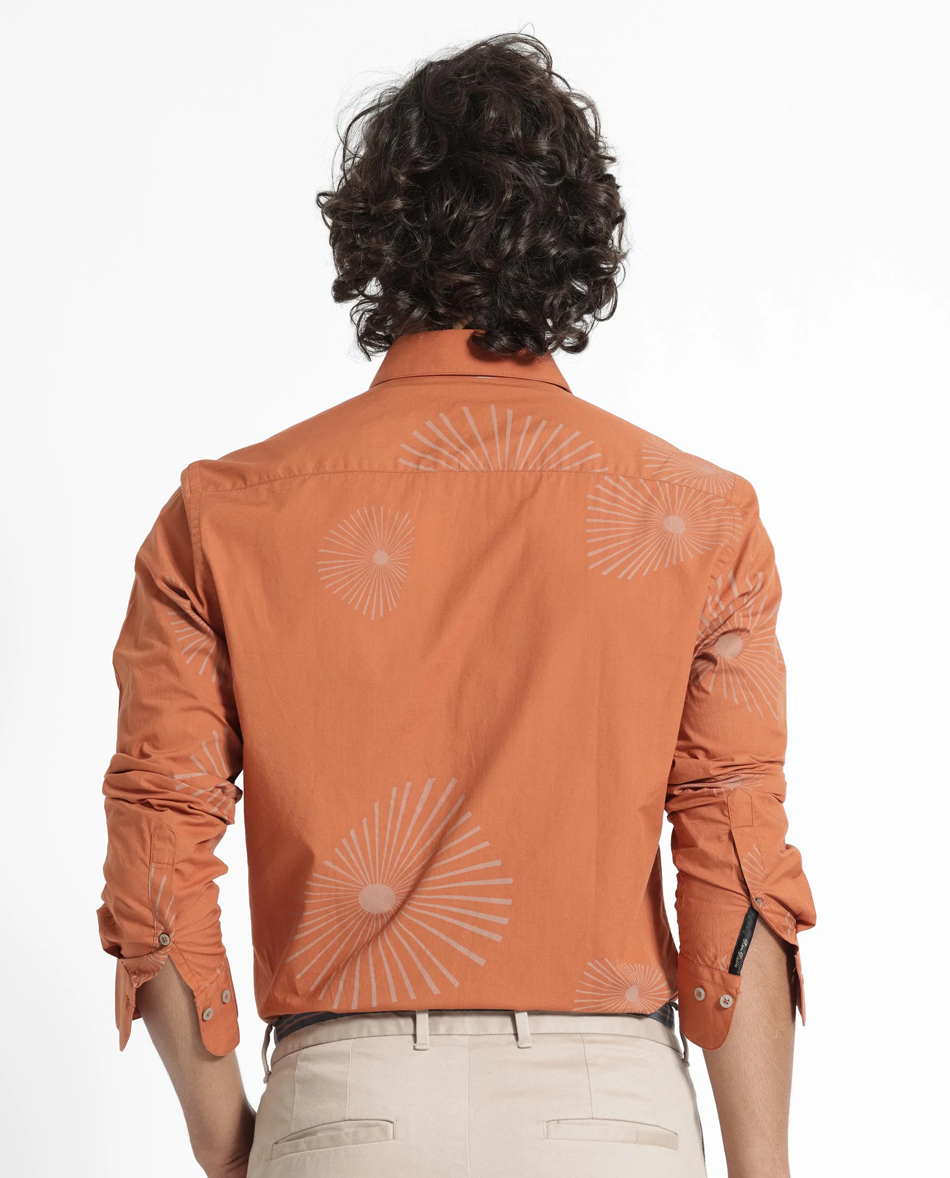 Rare Rabbit Men's Sunn Orange Cotton Floral Print Regular Fit Full Sleeve Collared Shirt - Image 8