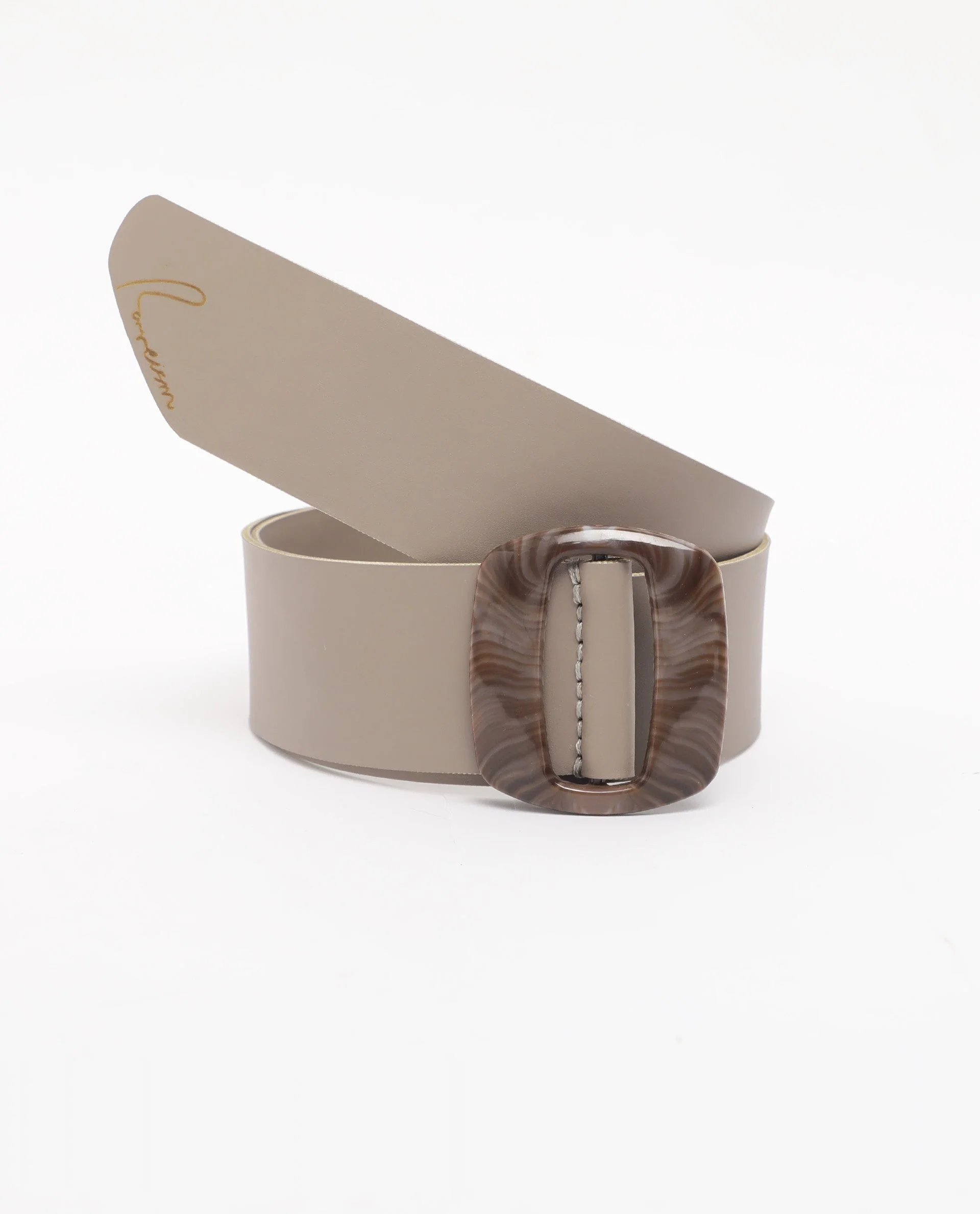Rareism Women Sunsand Grey Solid Leather Belt - Image 2
