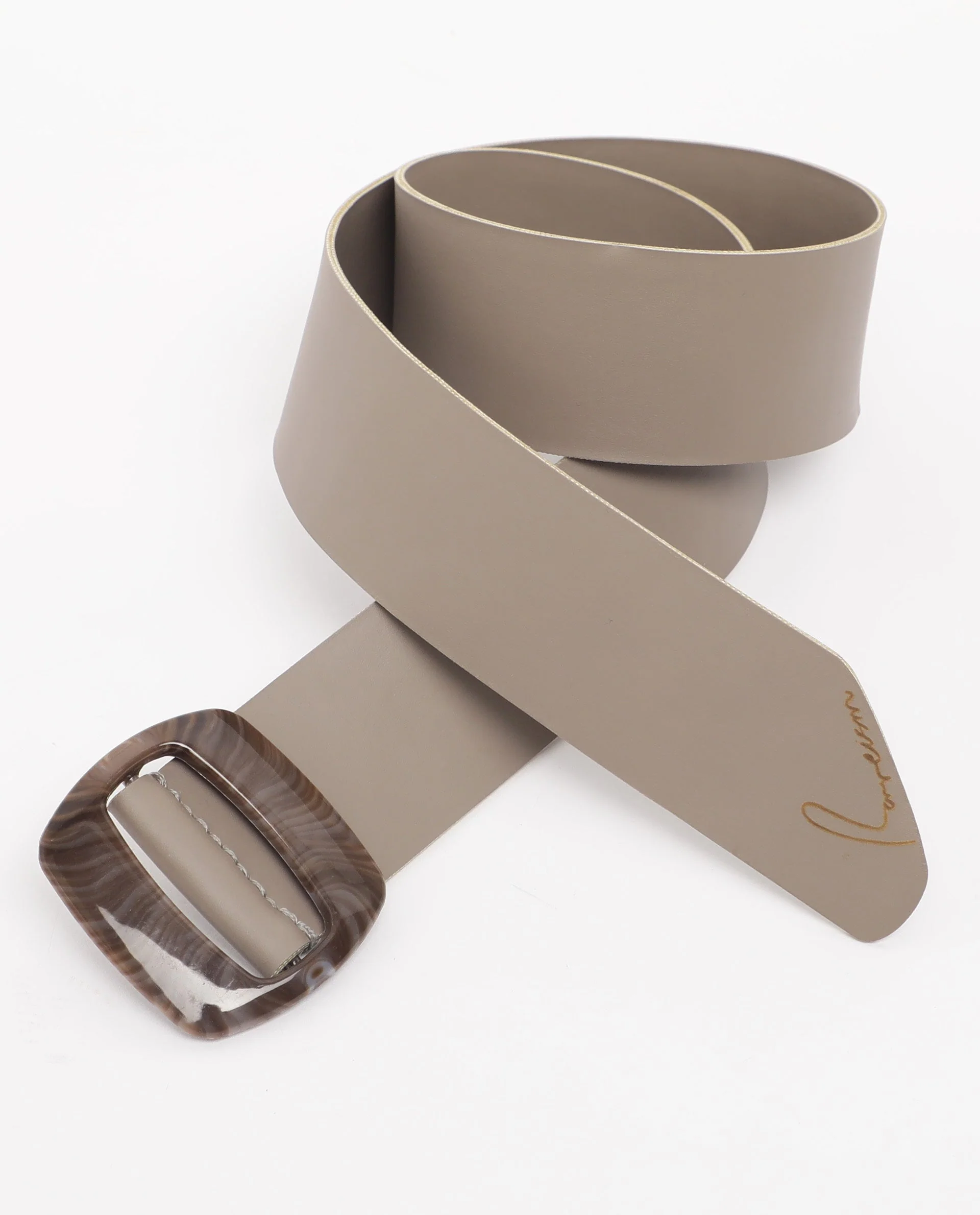 Rareism Women Sunsand Grey Solid Leather Belt - Image 3