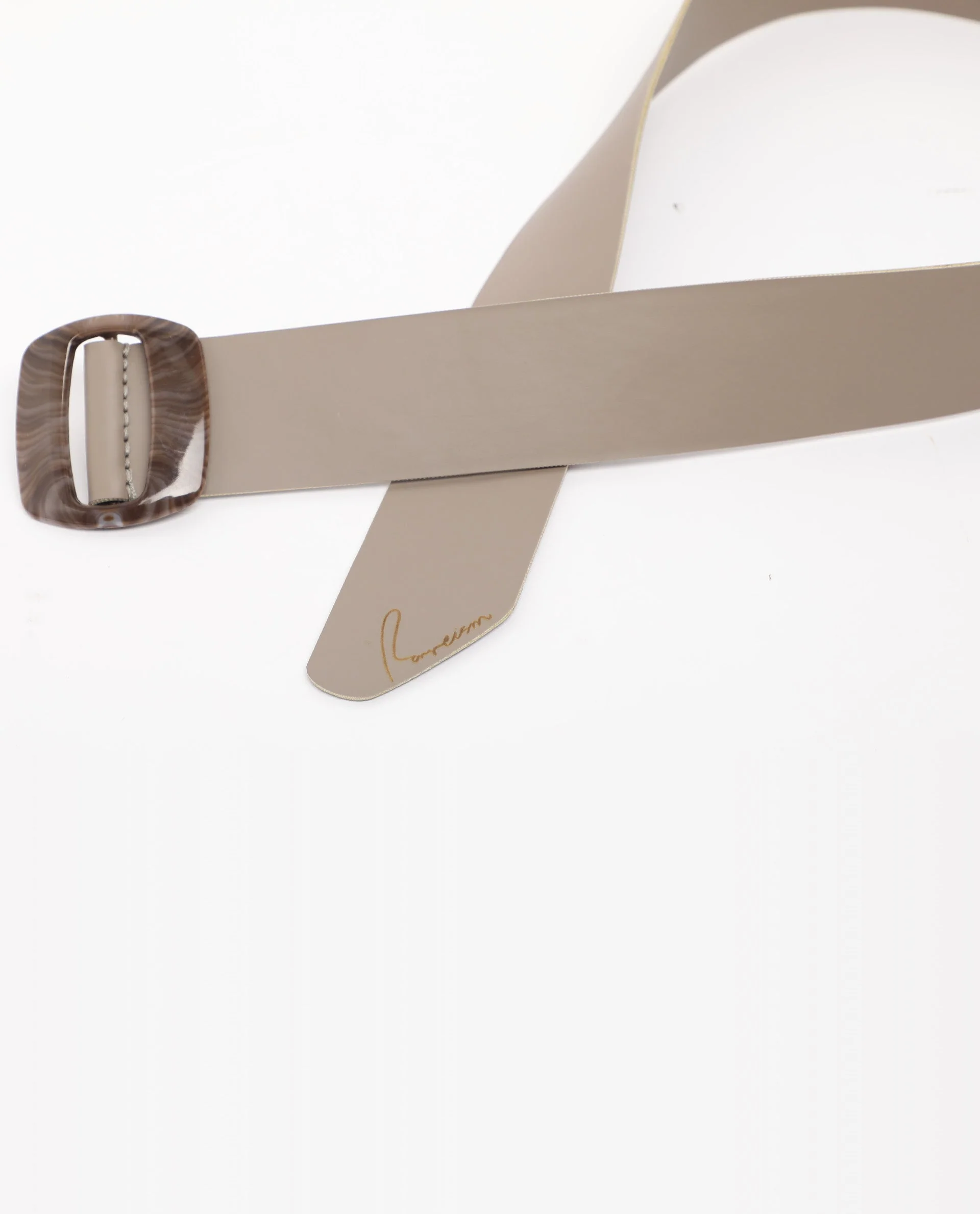 Rareism Women Sunsand Grey Solid Leather Belt - Image 4