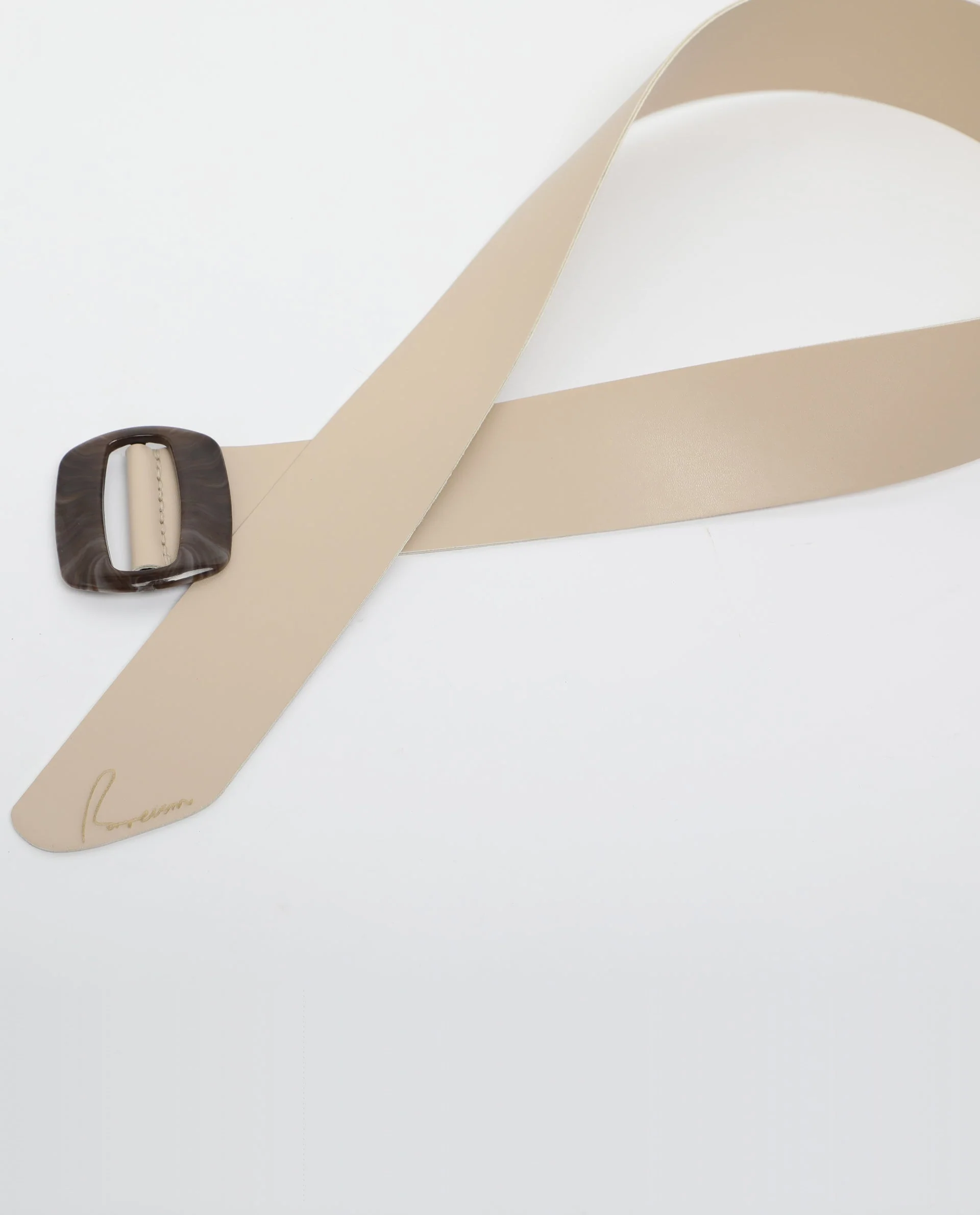 Rareism Women Sunsand Light Beige Solid Leather Belt - Image 2