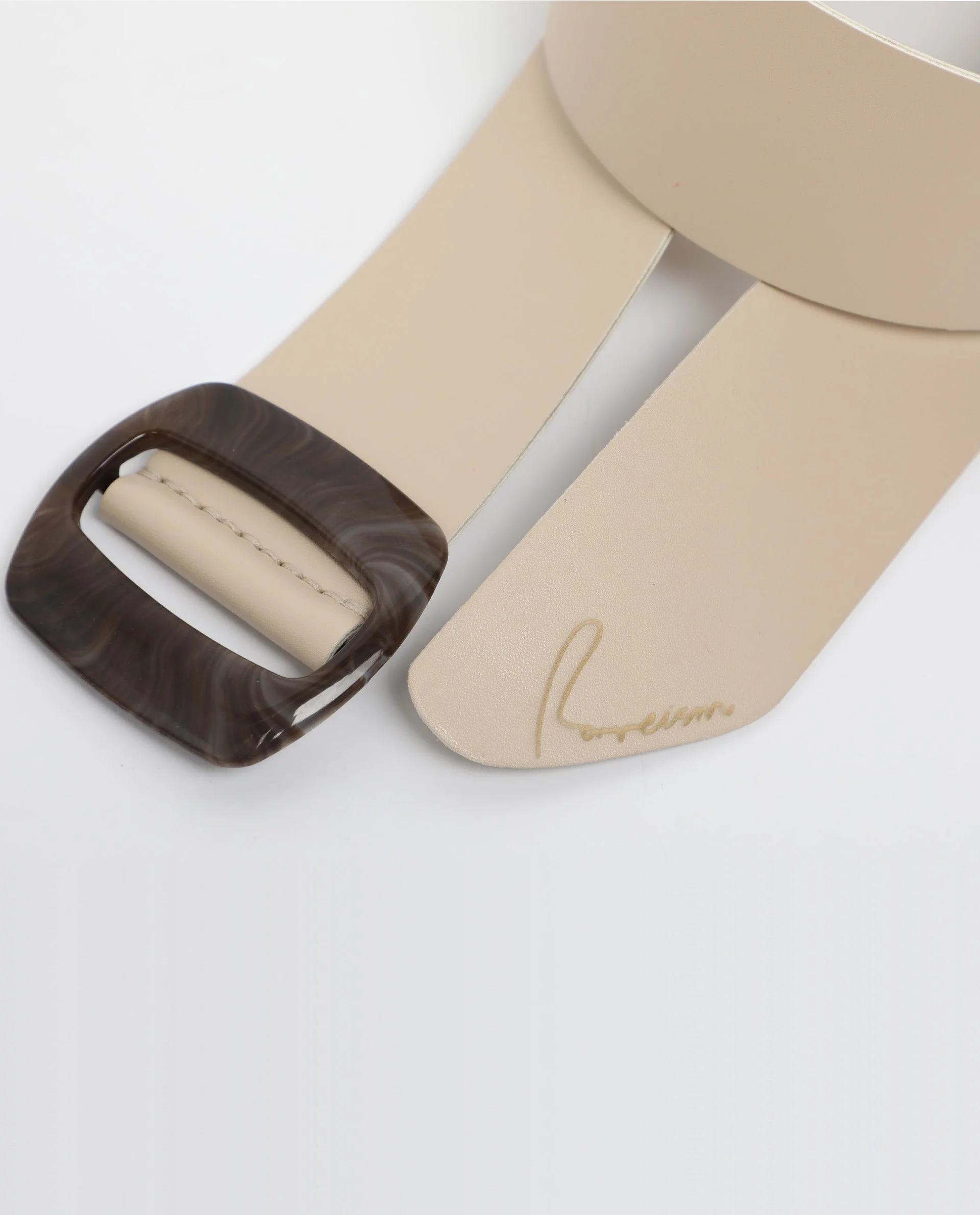 Rareism Women Sunsand Light Beige Solid Leather Belt - Image 3