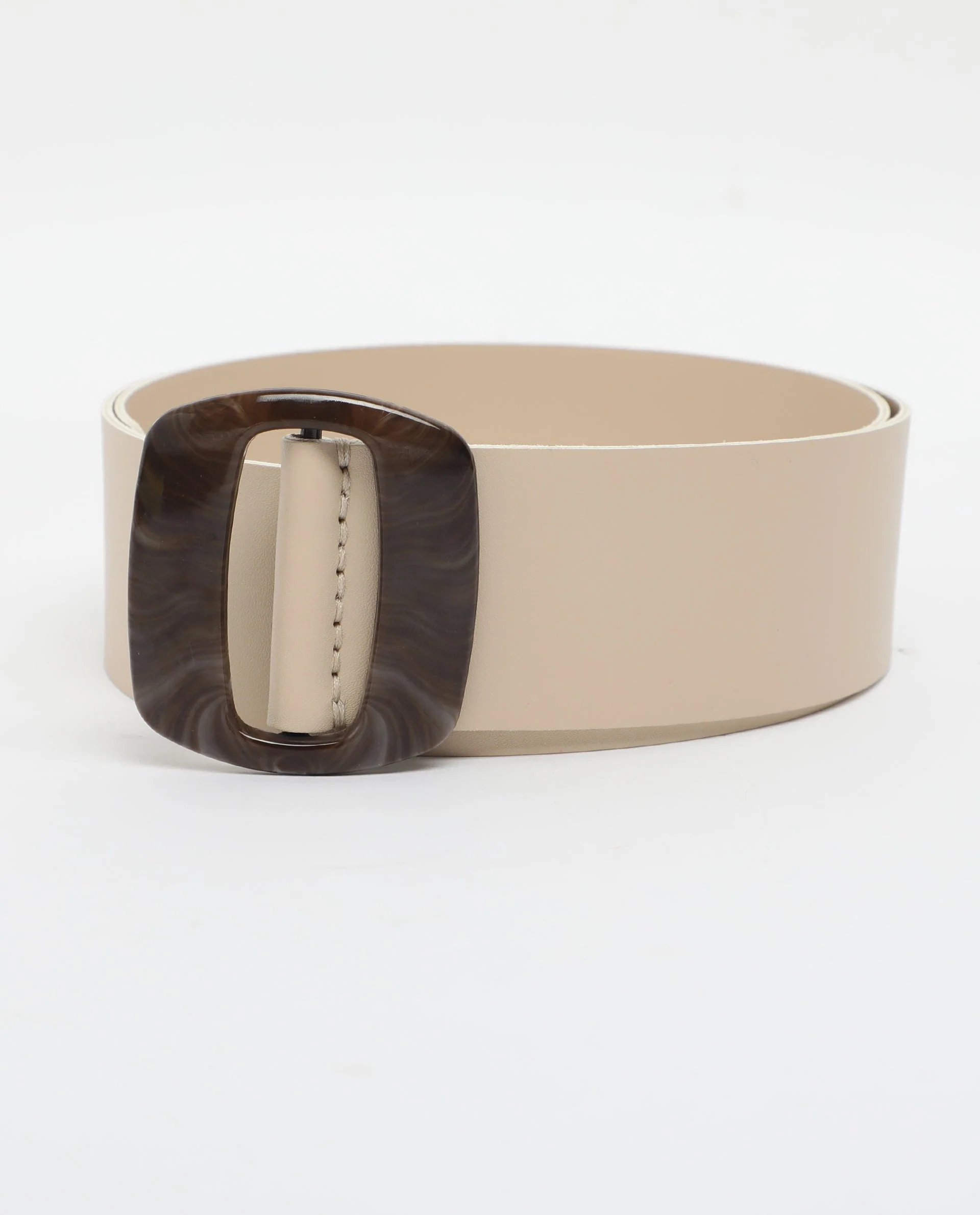 Rareism Women Sunsand Light Beige Solid Leather Belt - Image 4