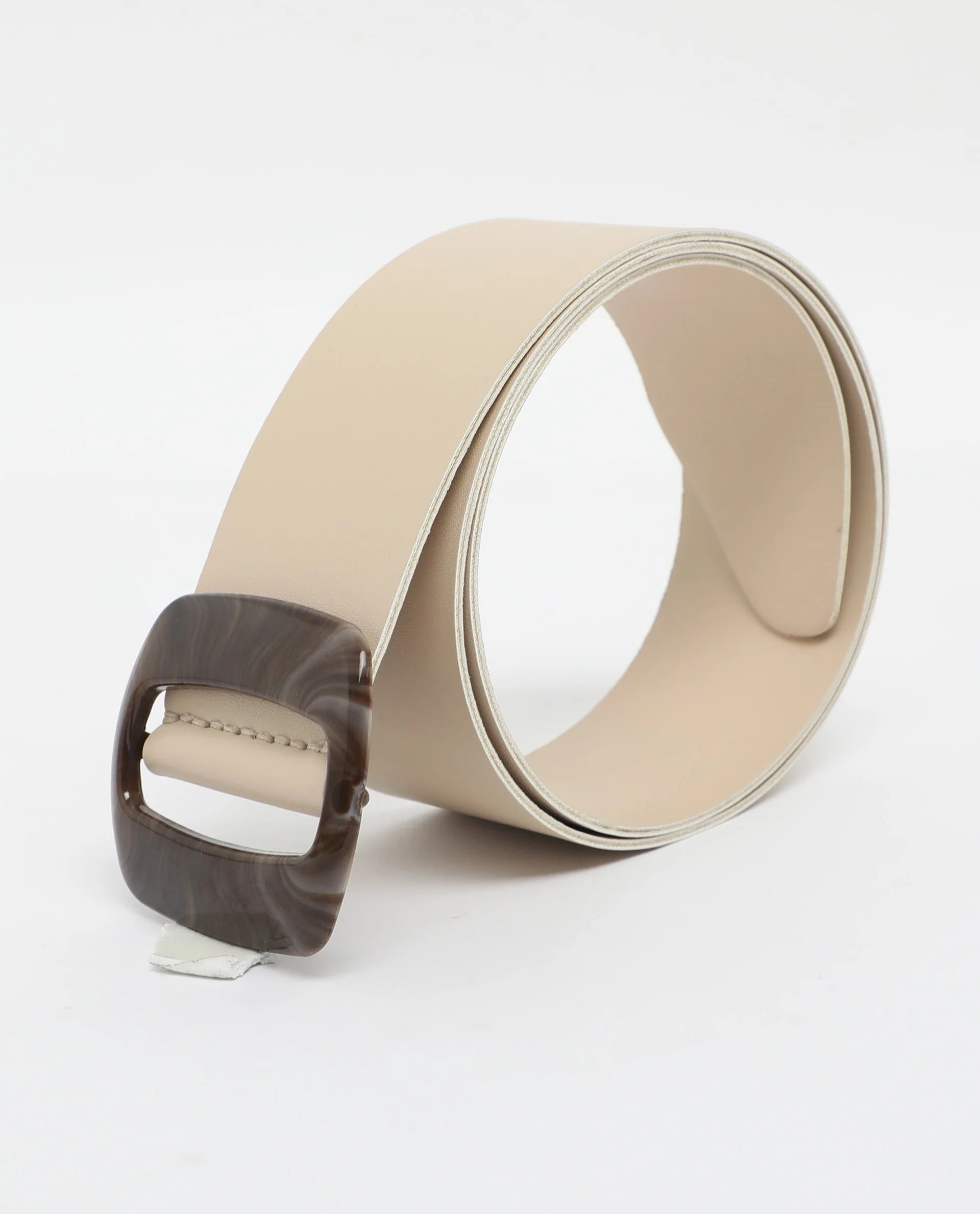 Rareism Women Sunsand Light Beige Solid Leather Belt - Image 5