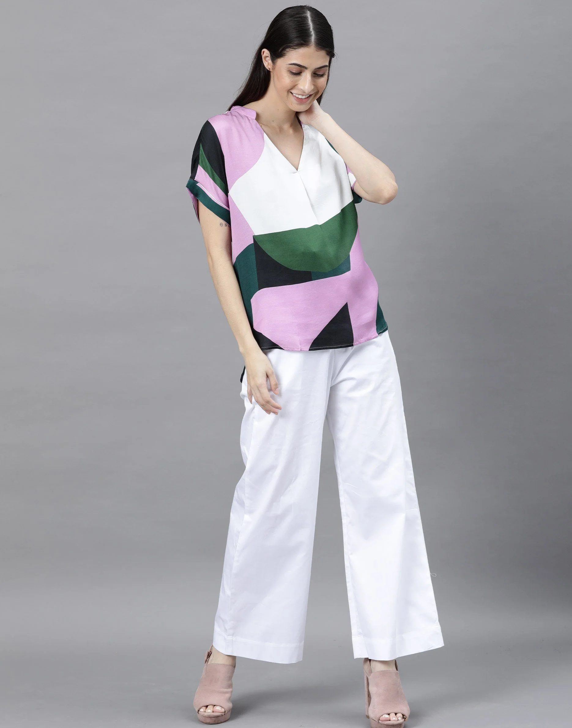 Rareism Women Supi Pink Top Full Sleeves Printed - Image 3