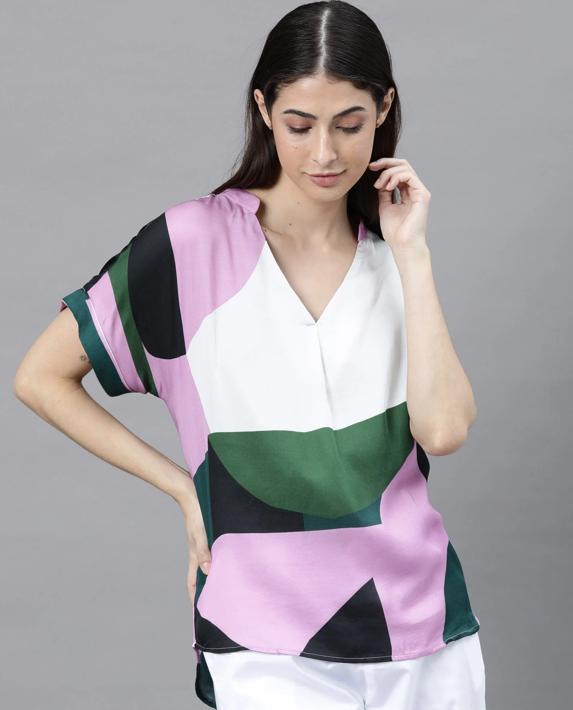Rareism Women Supi Pink Top Full Sleeves Printed - Image 4
