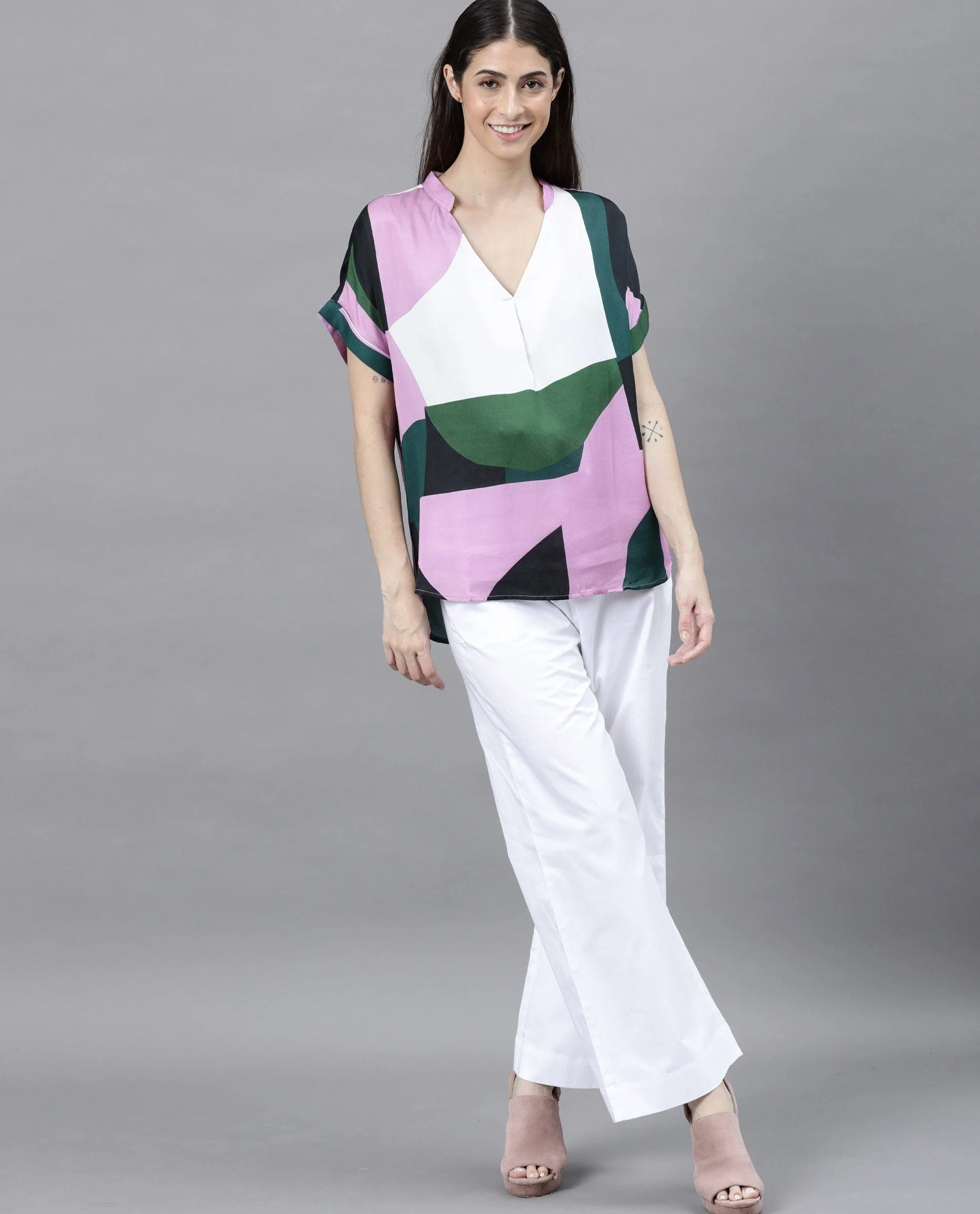 Rareism Women Supi Pink Top Full Sleeves Printed - Image 5