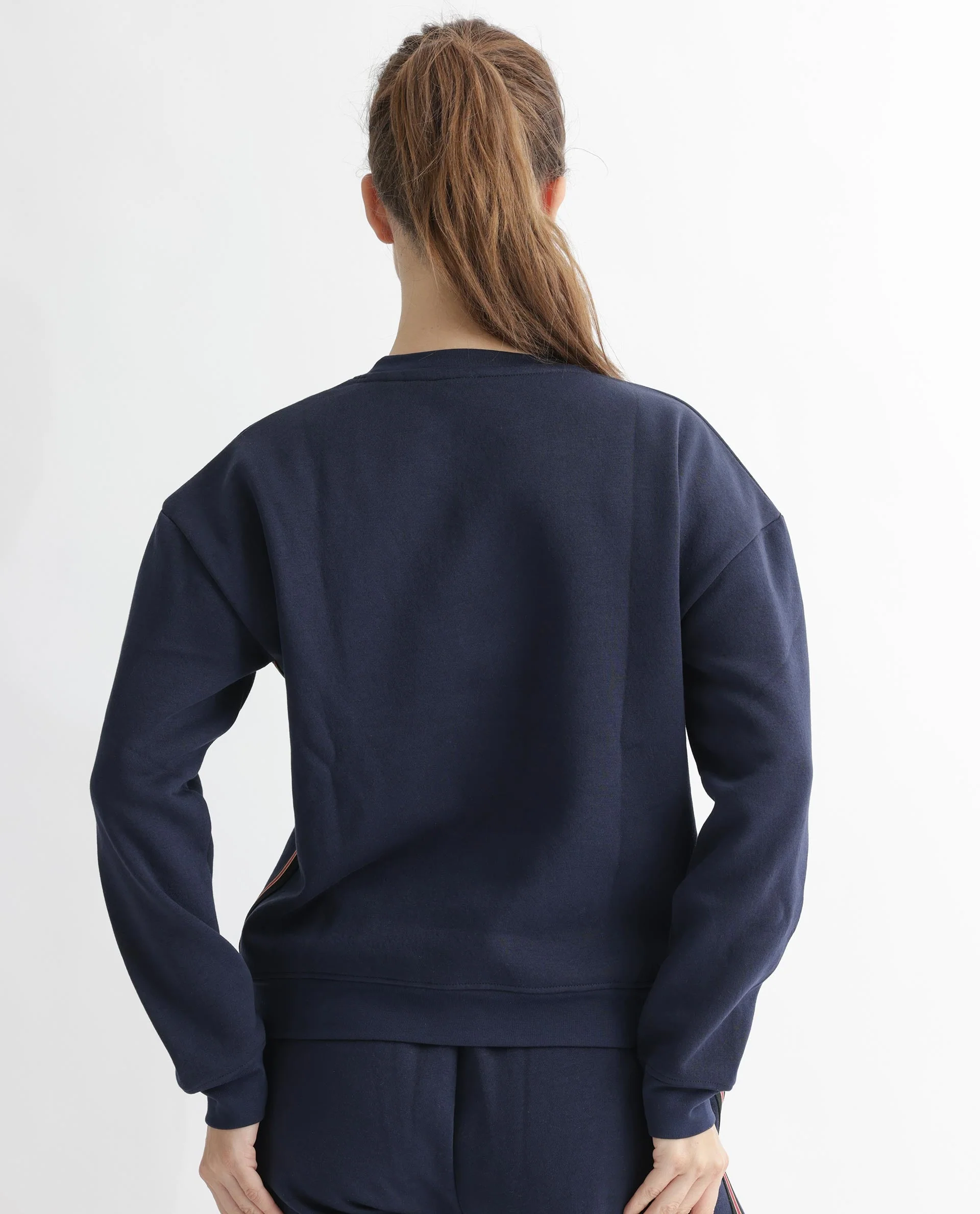 Rareism Women's Suzie Navy Polyester Blend Crew Neck Graphic Print Cuffed Sleeve Relaxed Fit Sweatshirt - Image 11