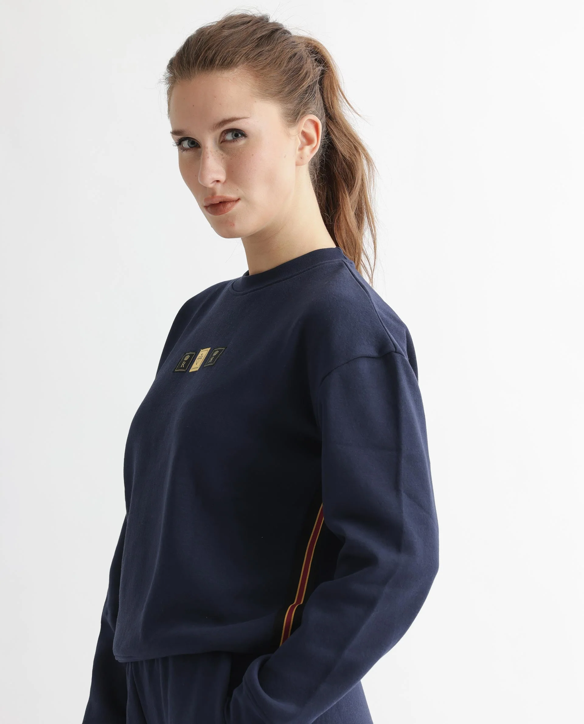 Rareism Women's Suzie Navy Polyester Blend Crew Neck Graphic Print Cuffed Sleeve Relaxed Fit Sweatshirt - Image 12