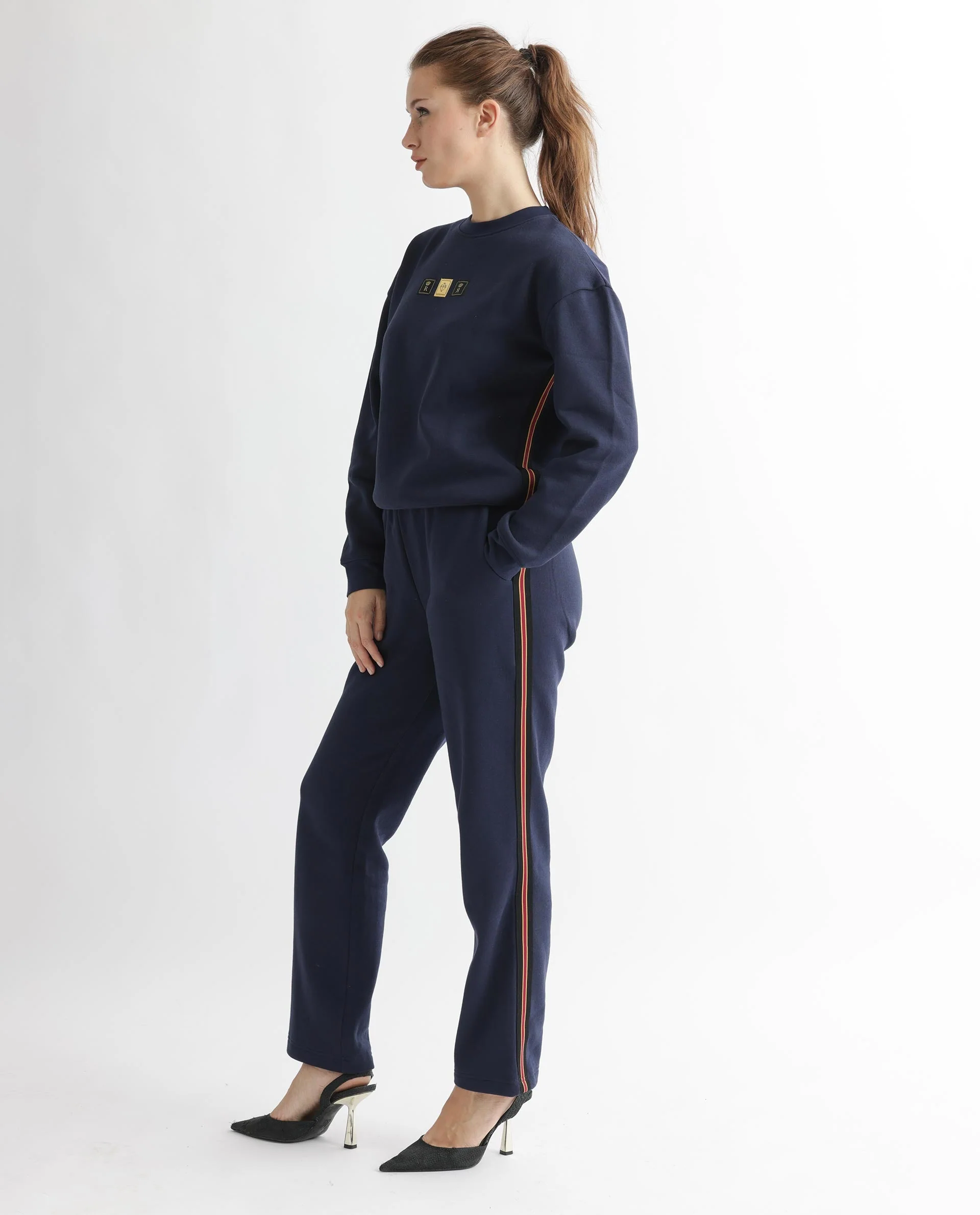 Rareism Women's Suzie Navy Polyester Blend Crew Neck Graphic Print Cuffed Sleeve Relaxed Fit Sweatshirt - Image 13