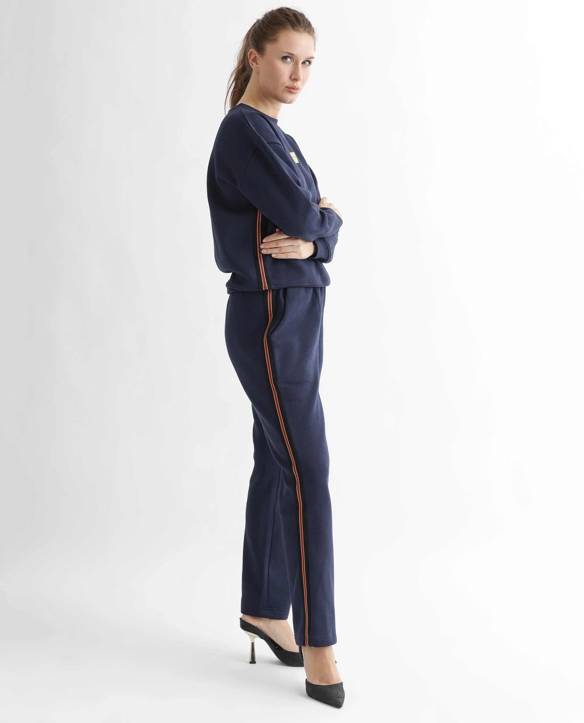 Rareism Women's Suzie Navy Polyester Blend Crew Neck Graphic Print Cuffed Sleeve Relaxed Fit Sweatshirt - Image 14