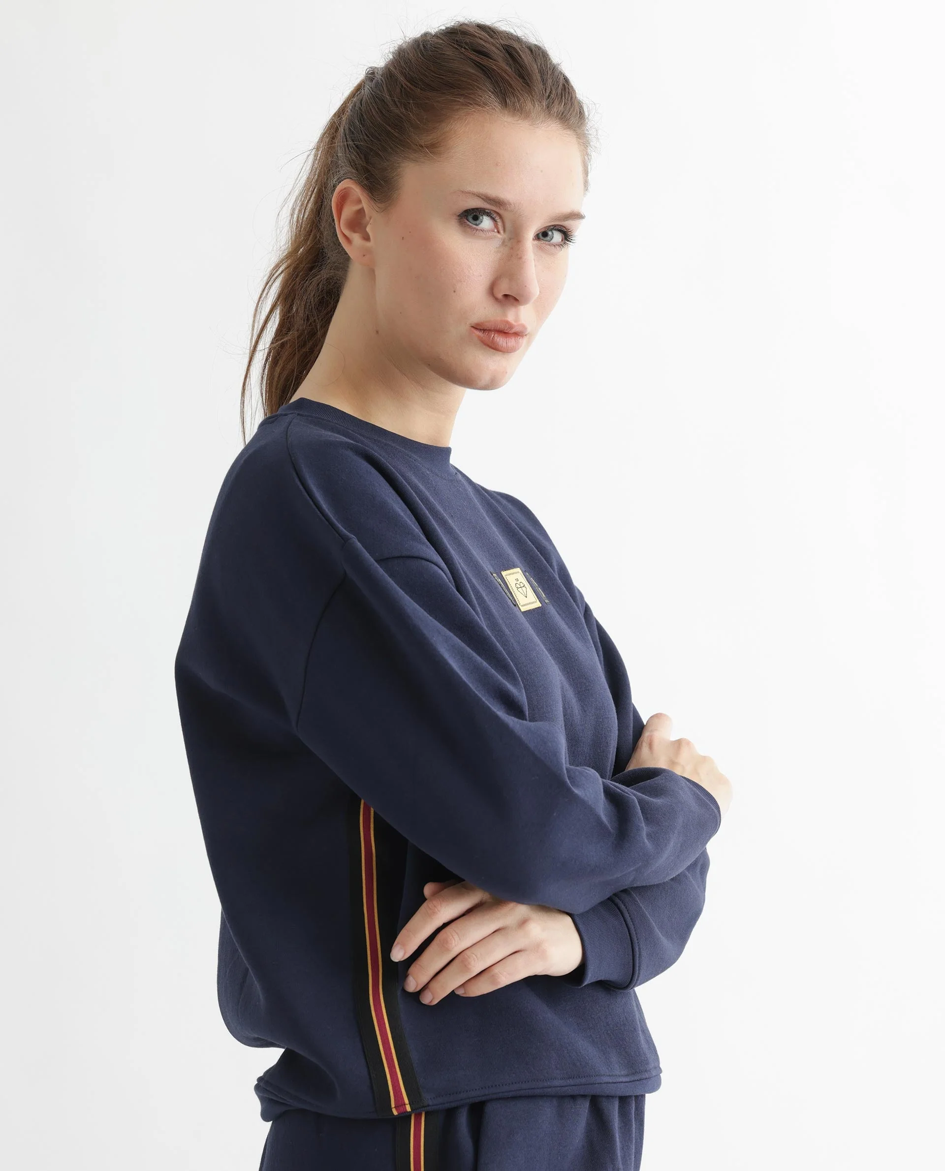 Rareism Women's Suzie Navy Polyester Blend Crew Neck Graphic Print Cuffed Sleeve Relaxed Fit Sweatshirt - Image 15
