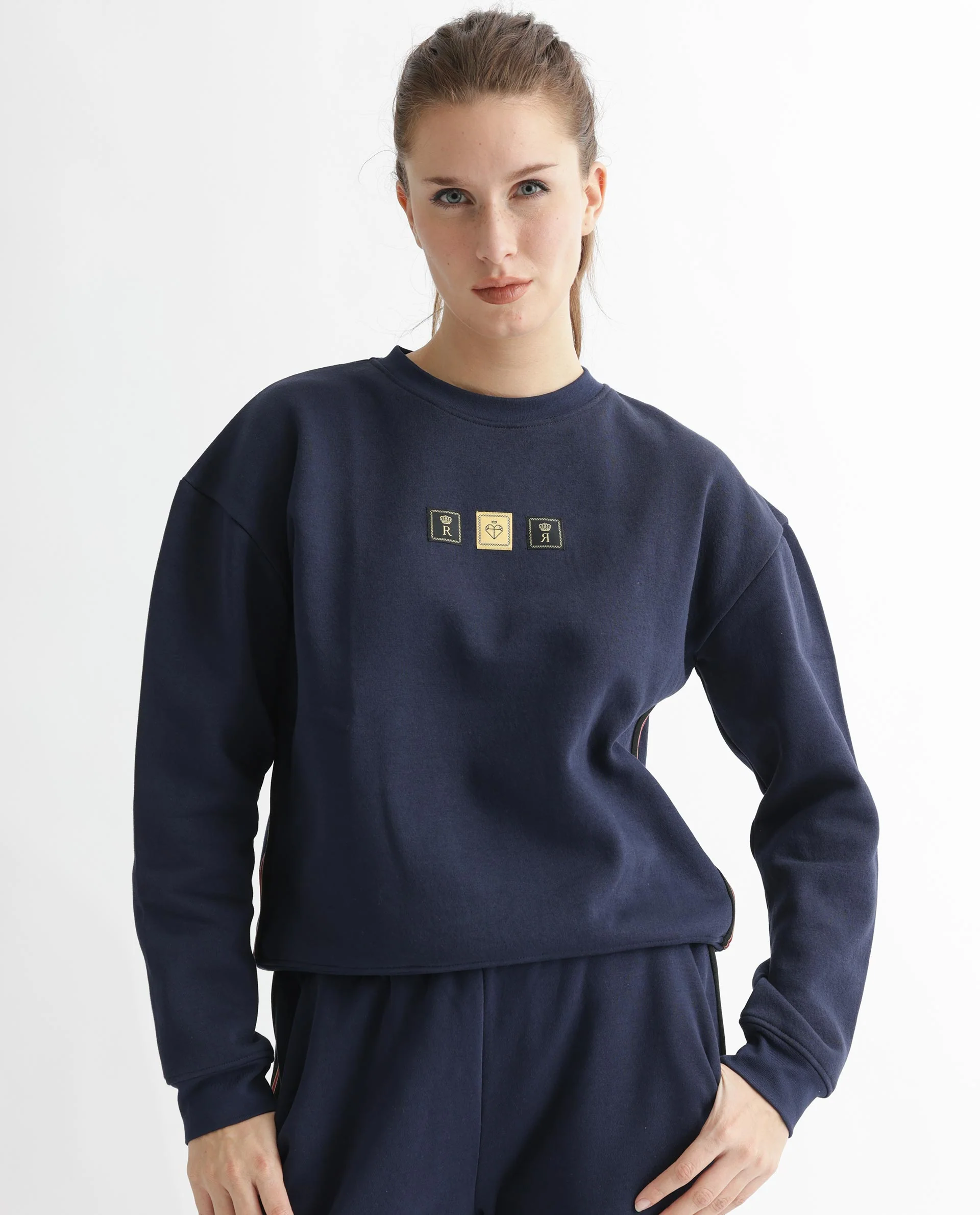 Rareism Women's Suzie Navy Polyester Blend Crew Neck Graphic Print Cuffed Sleeve Relaxed Fit Sweatshirt - Image 16