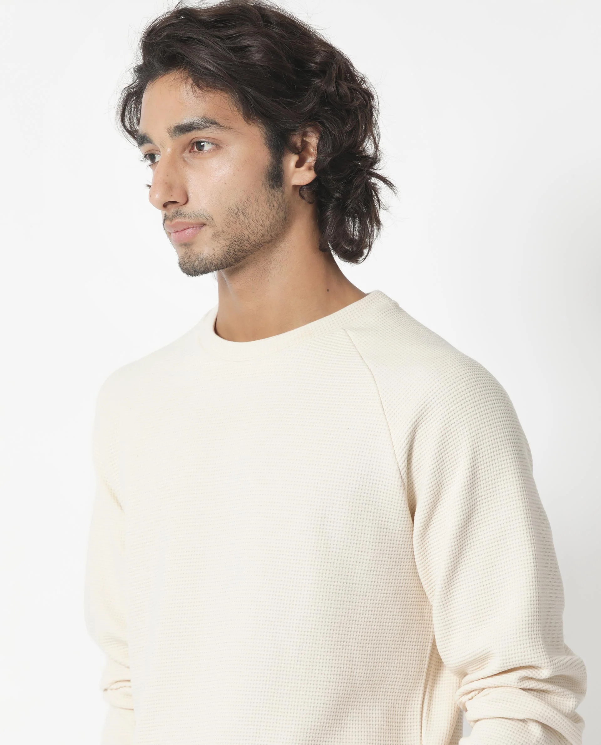 Rare Rabbit Men's Sven Light Beige Cotton Plain Regular Fit Full Sleeve Crew Neck Sweatshirt - Image 6