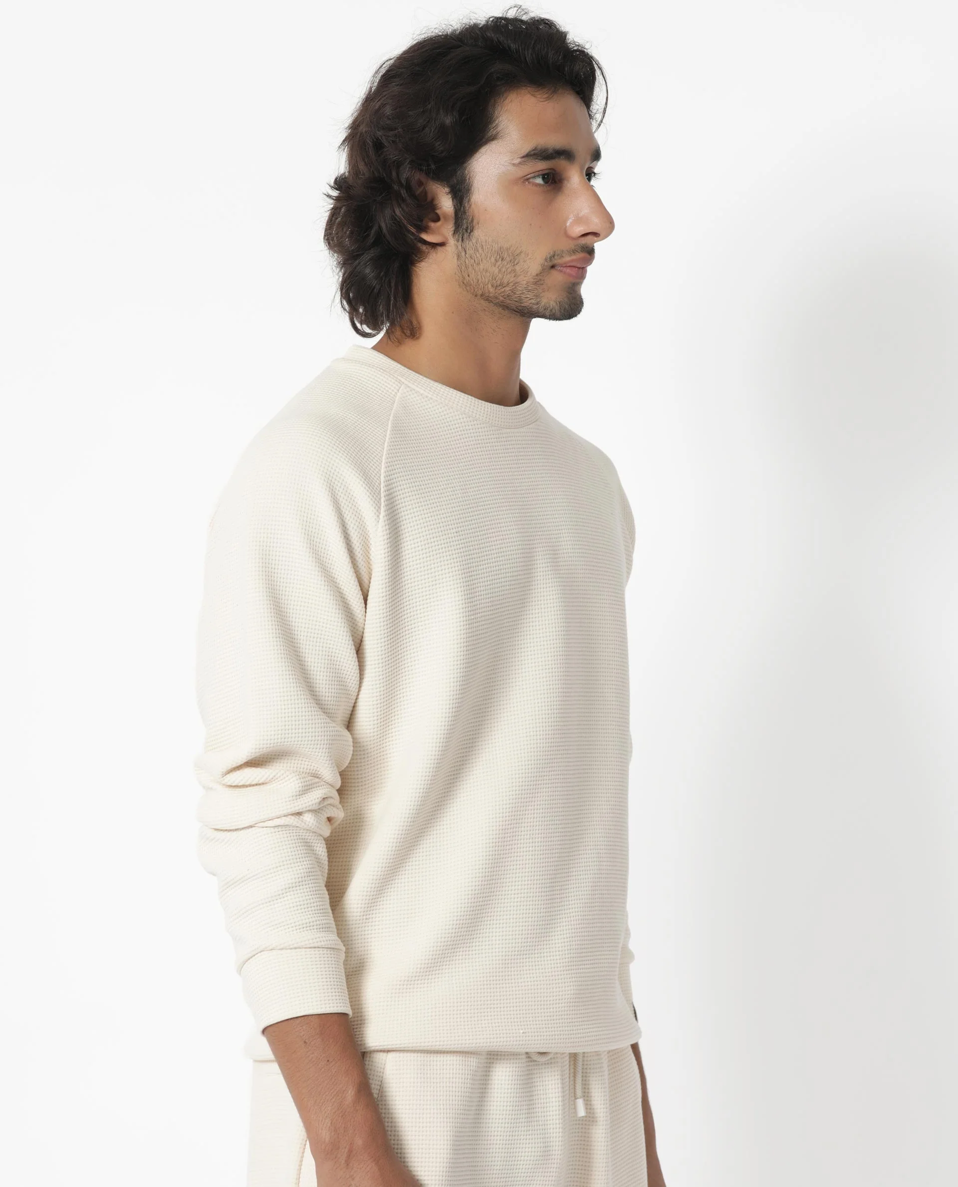 Rare Rabbit Men's Sven Light Beige Cotton Plain Regular Fit Full Sleeve Crew Neck Sweatshirt - Image 8