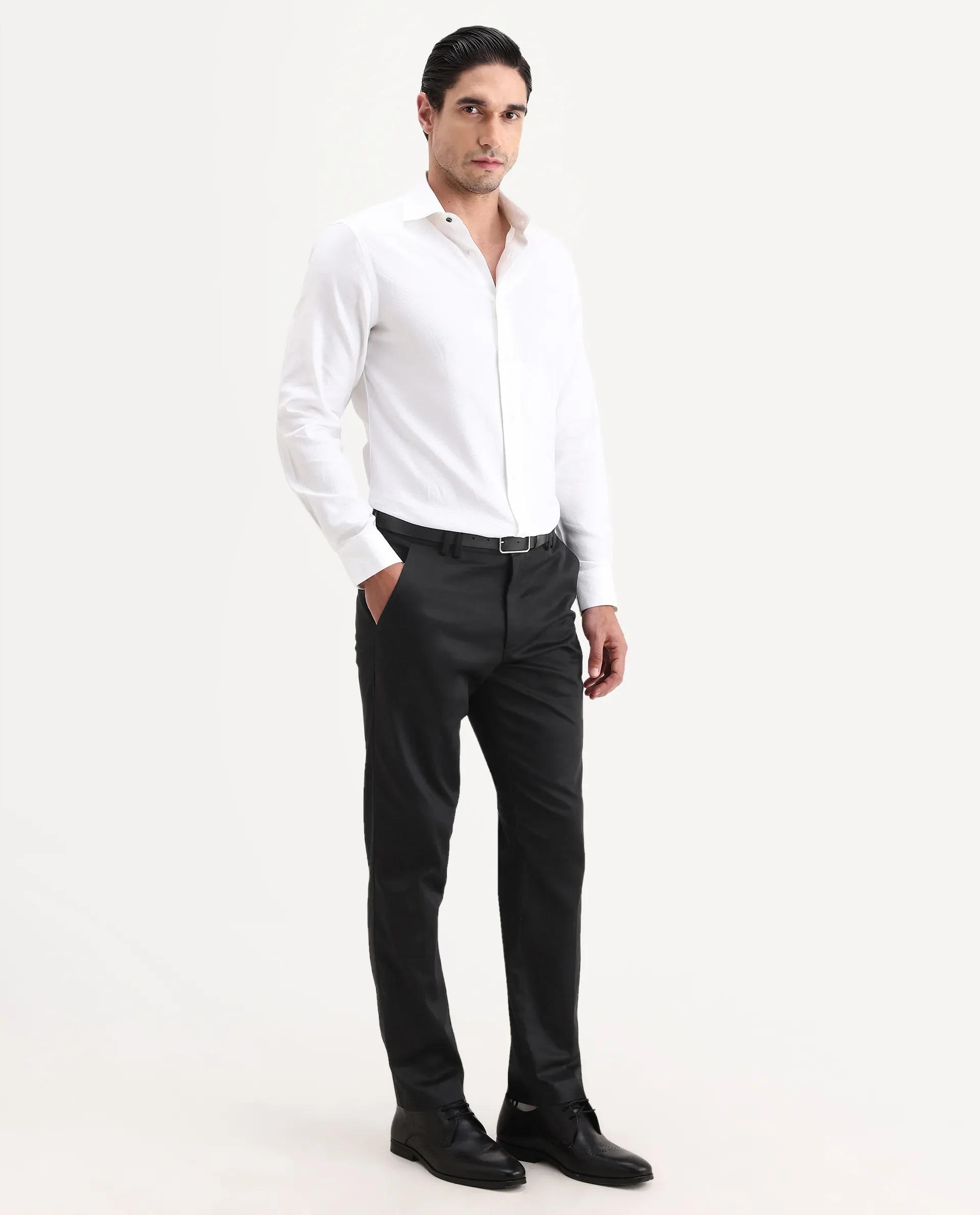 Rare Rabbit Men's Swat Black Cotton Blend Fabric Regular Fit Plain Trouser - Image 4