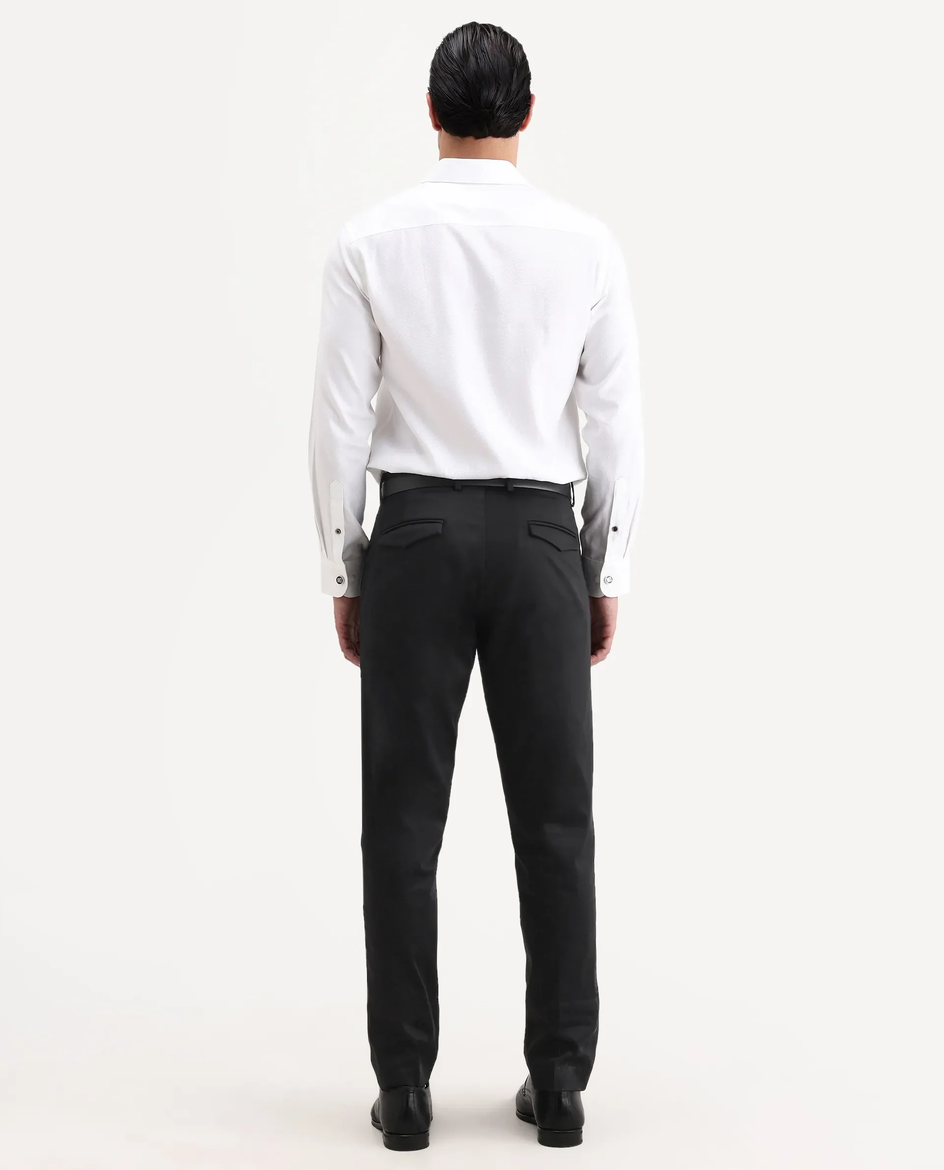 Rare Rabbit Men's Swat Black Cotton Blend Fabric Regular Fit Plain Trouser - Image 6