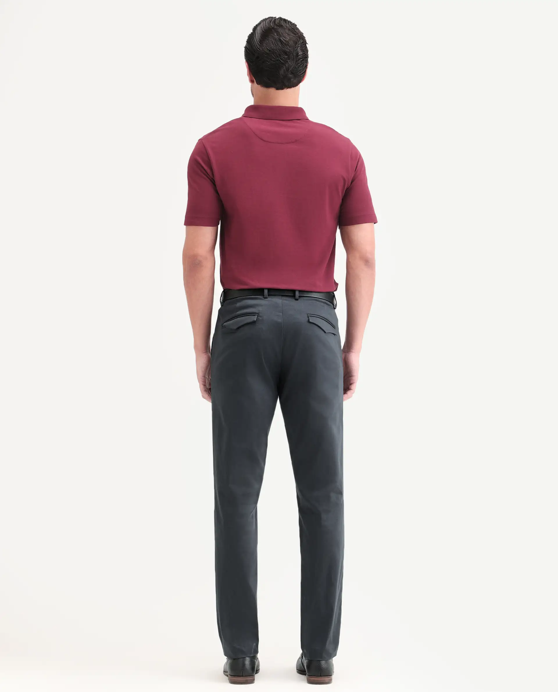 Rare Rabbit Men's Swat Dark Blue Cotton Blend Fabric Regular Fit Plain Trouser - Image 8