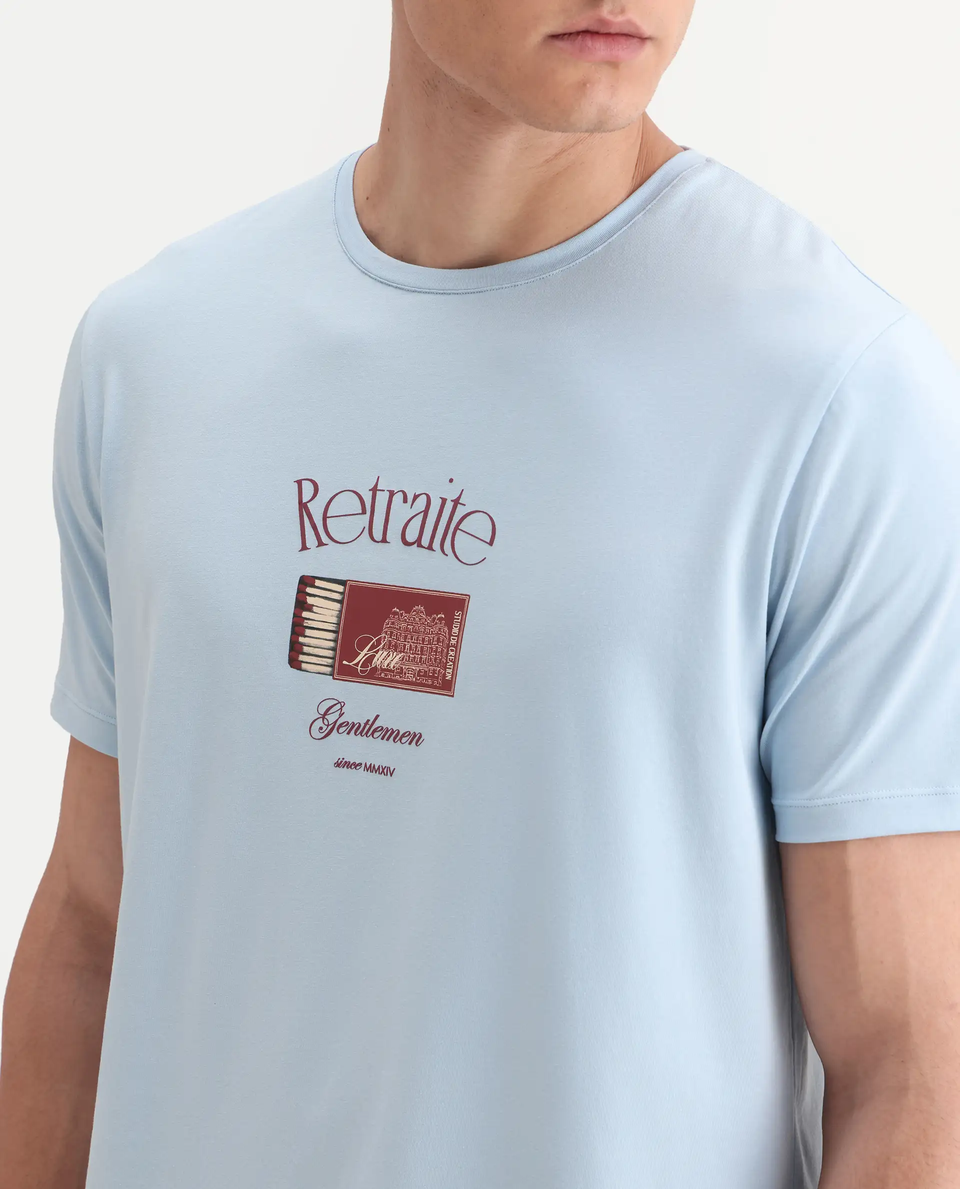 Rare Rabbit Men's Swift Light Blue Cotton Blend Graphic Print Regular Fit Half Sleeve Crew Neck T-Shirt - Image 3