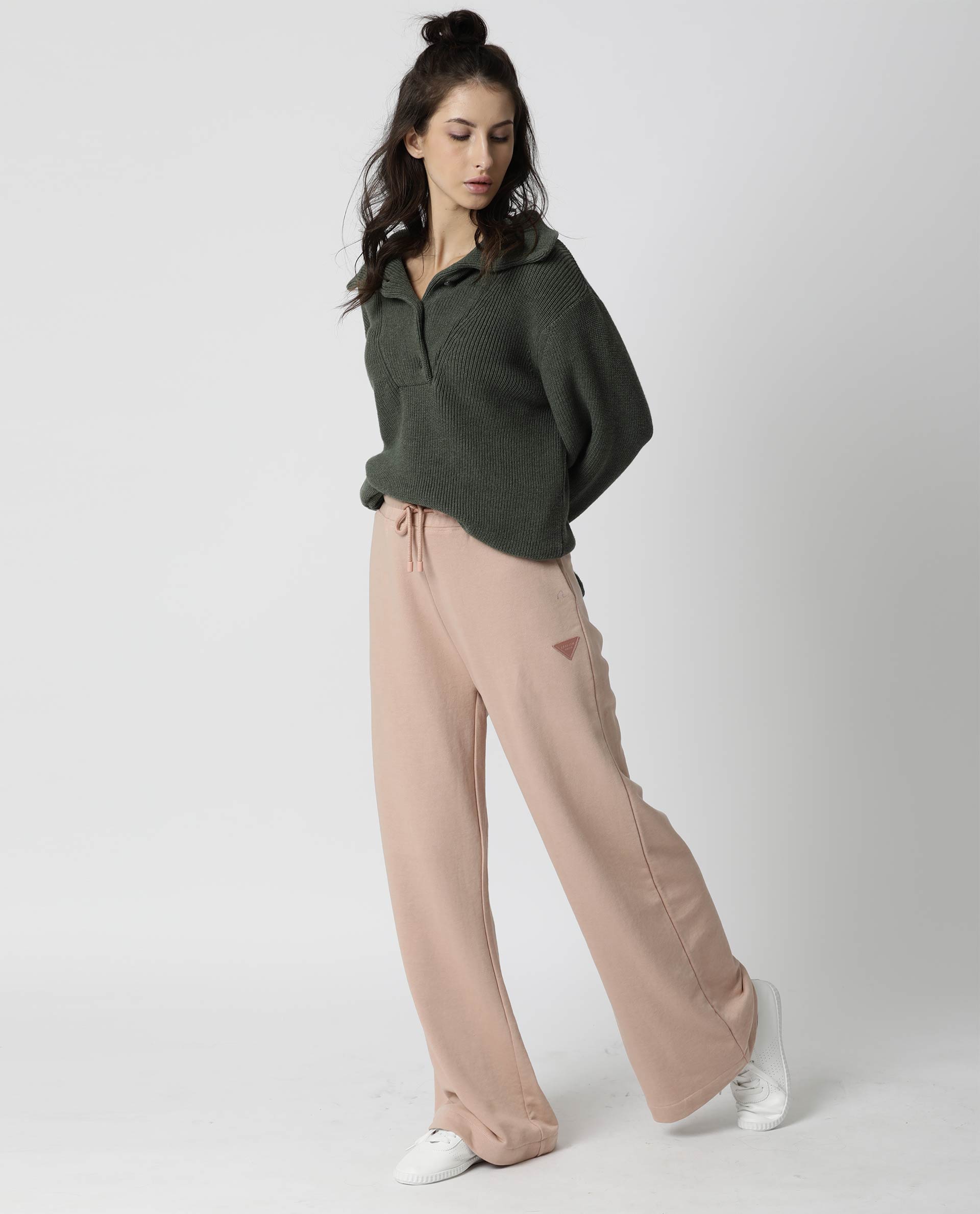 Rareism Women Swing Green Sweater Full Sleeves Solid - Image 3