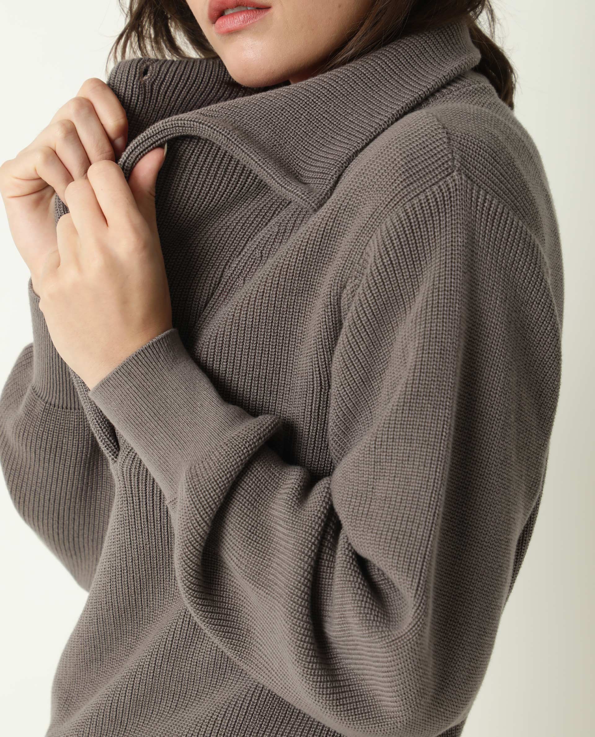 Rareism Women Swing Grey Sweater Full Sleeves Solid - Image 5