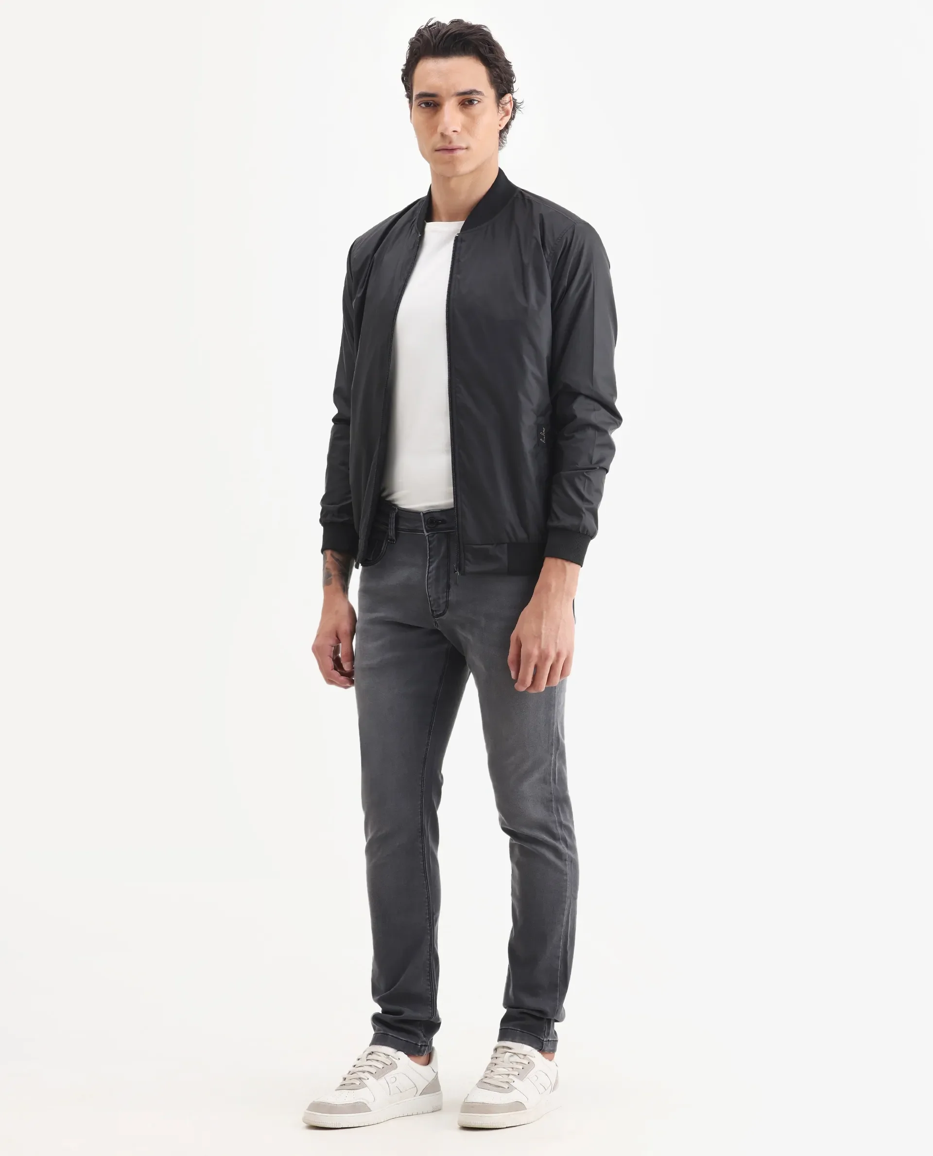 Rare Rabbit Men's Switz-1 Dark Grey Cotton Blend Fabric Hawk Slim Plain Jeans - Image 5