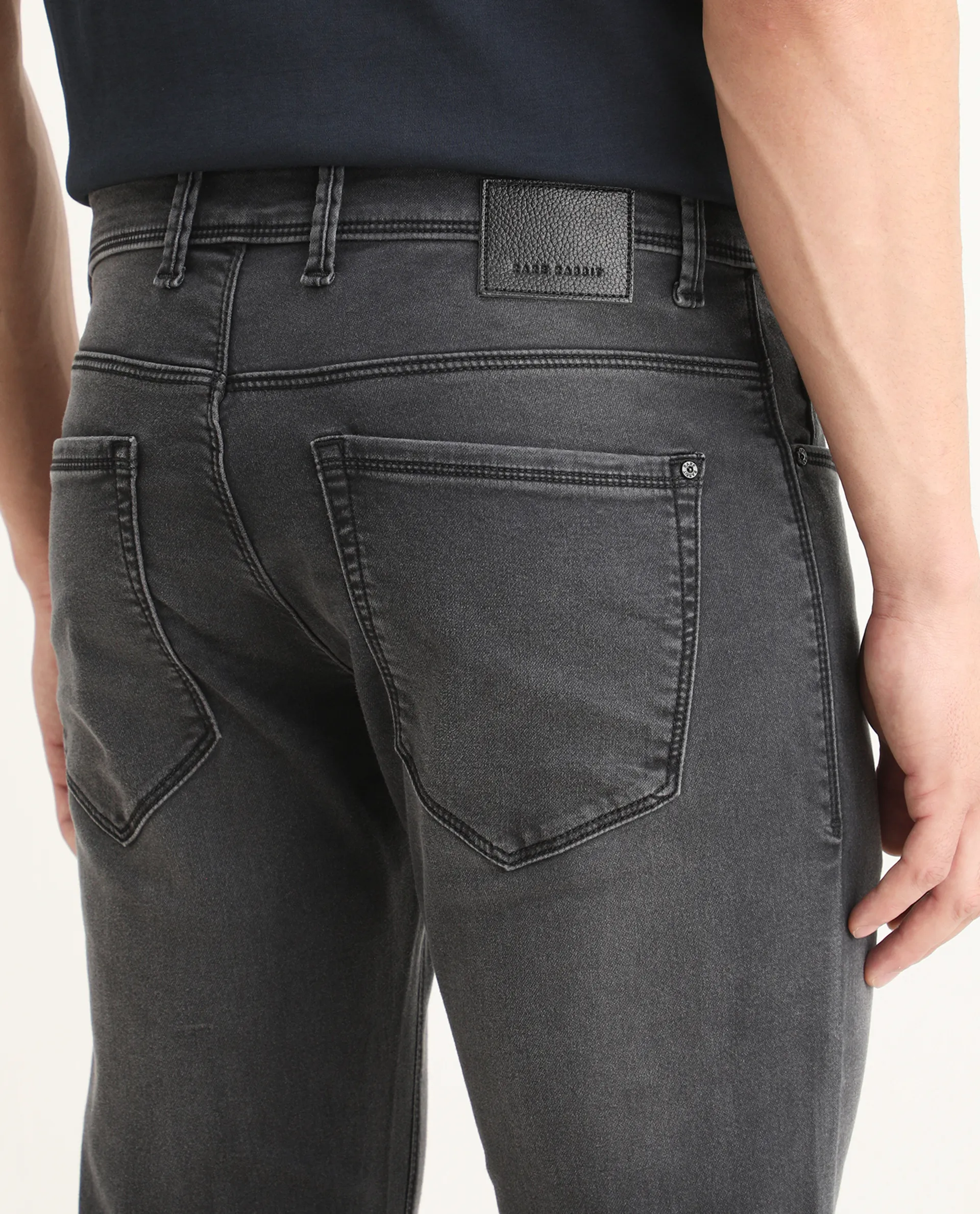 Rare Rabbit Men's Switz-1 Dark Grey Cotton Blend Fabric Hawk Slim Plain Jeans - Image 7