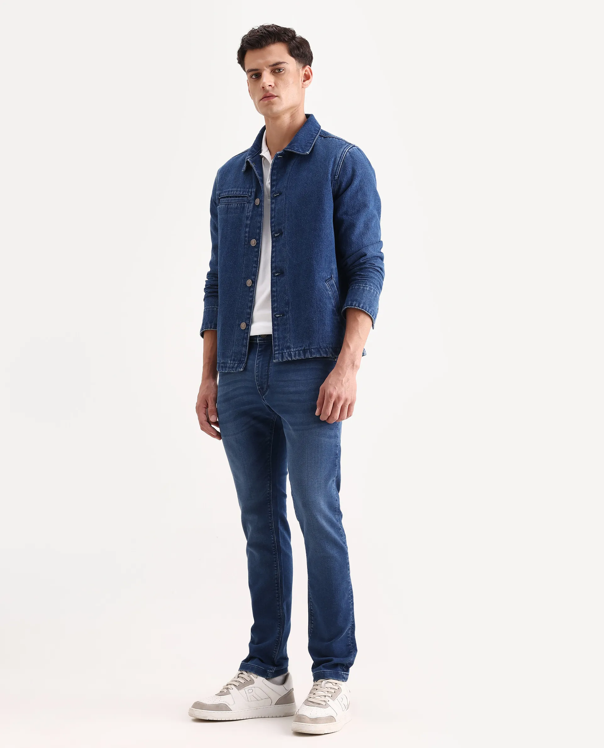 Rare Rabbit Men's Switz-2 Blue Cotton Blend Fabric Hawk Slim Plain Jeans - Image 4