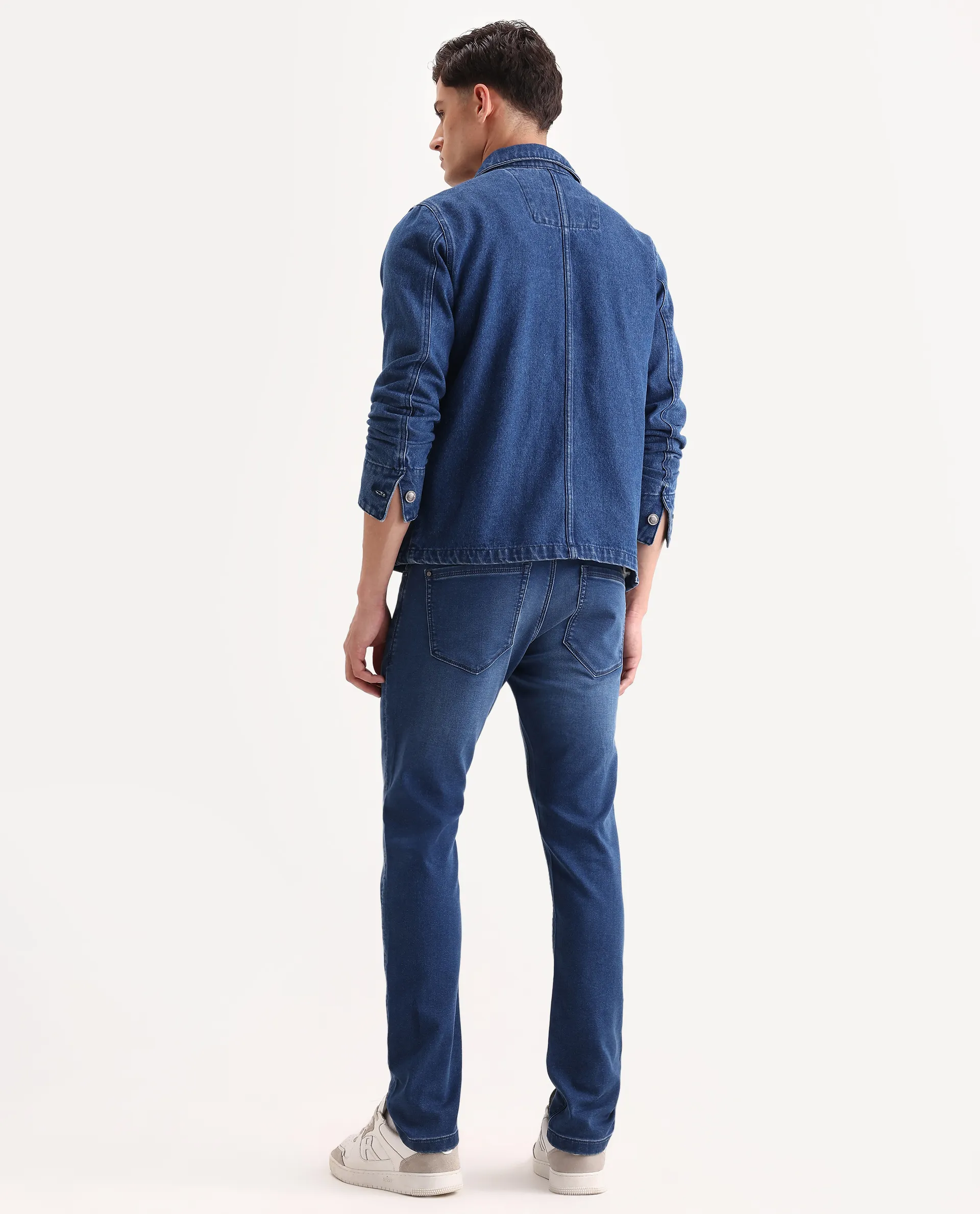 Rare Rabbit Men's Switz-2 Blue Cotton Blend Fabric Hawk Slim Plain Jeans - Image 8