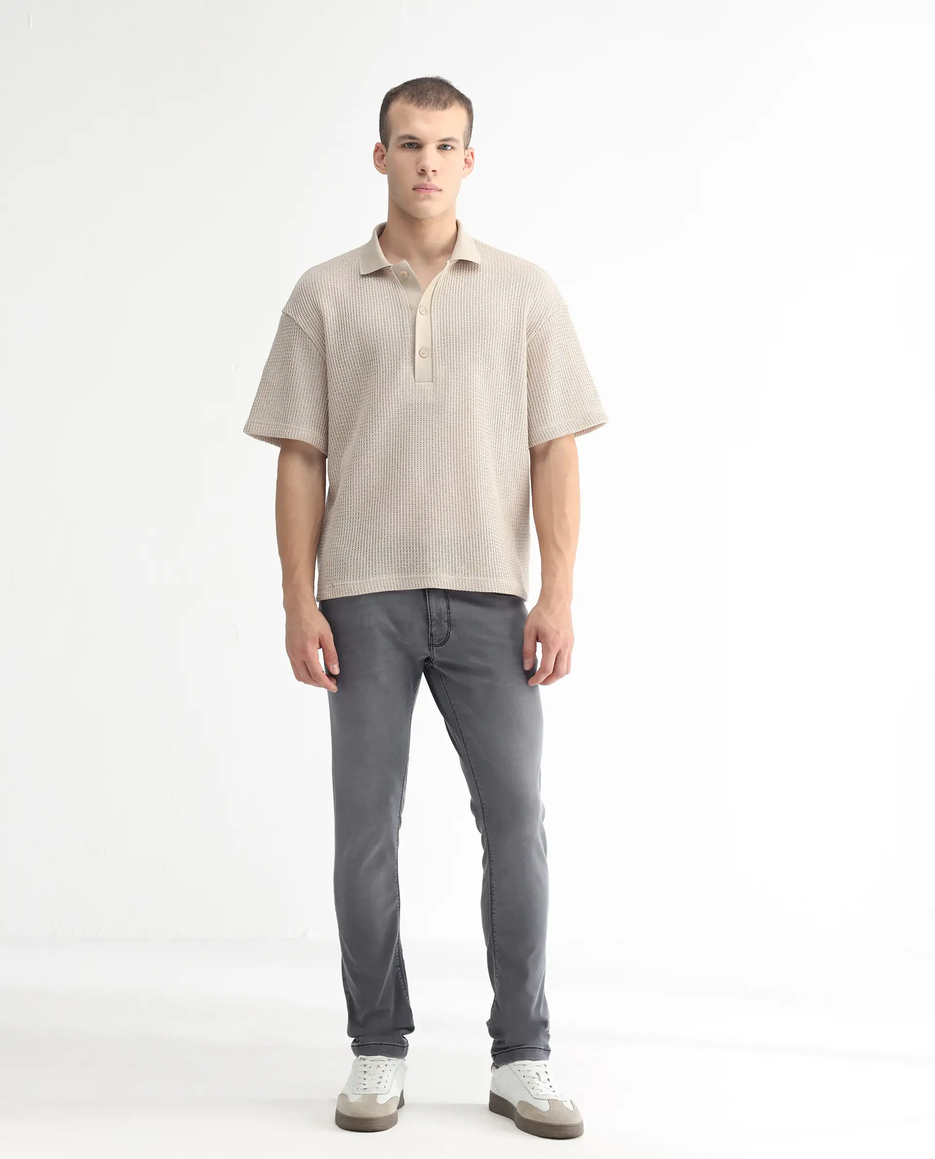 Rare Rabbit Men's Switz Dark Grey Cotton Plain Hawk Slim Fit Jeans - Image 2
