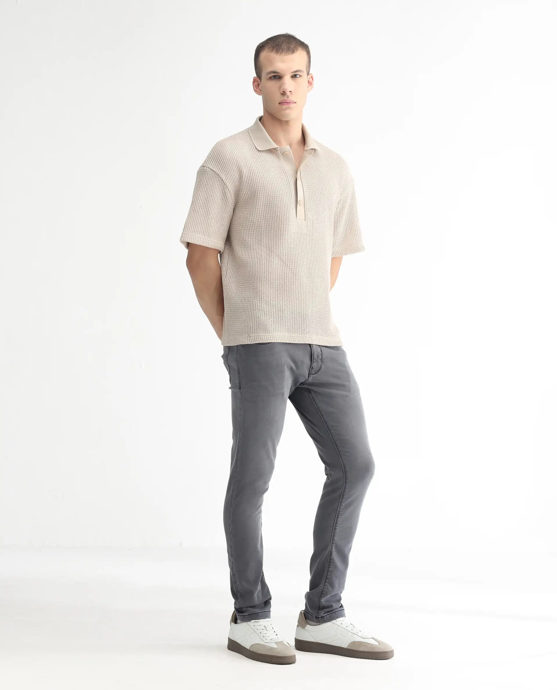 Rare Rabbit Men's Switz Dark Grey Cotton Plain Hawk Slim Fit Jeans - Image 5