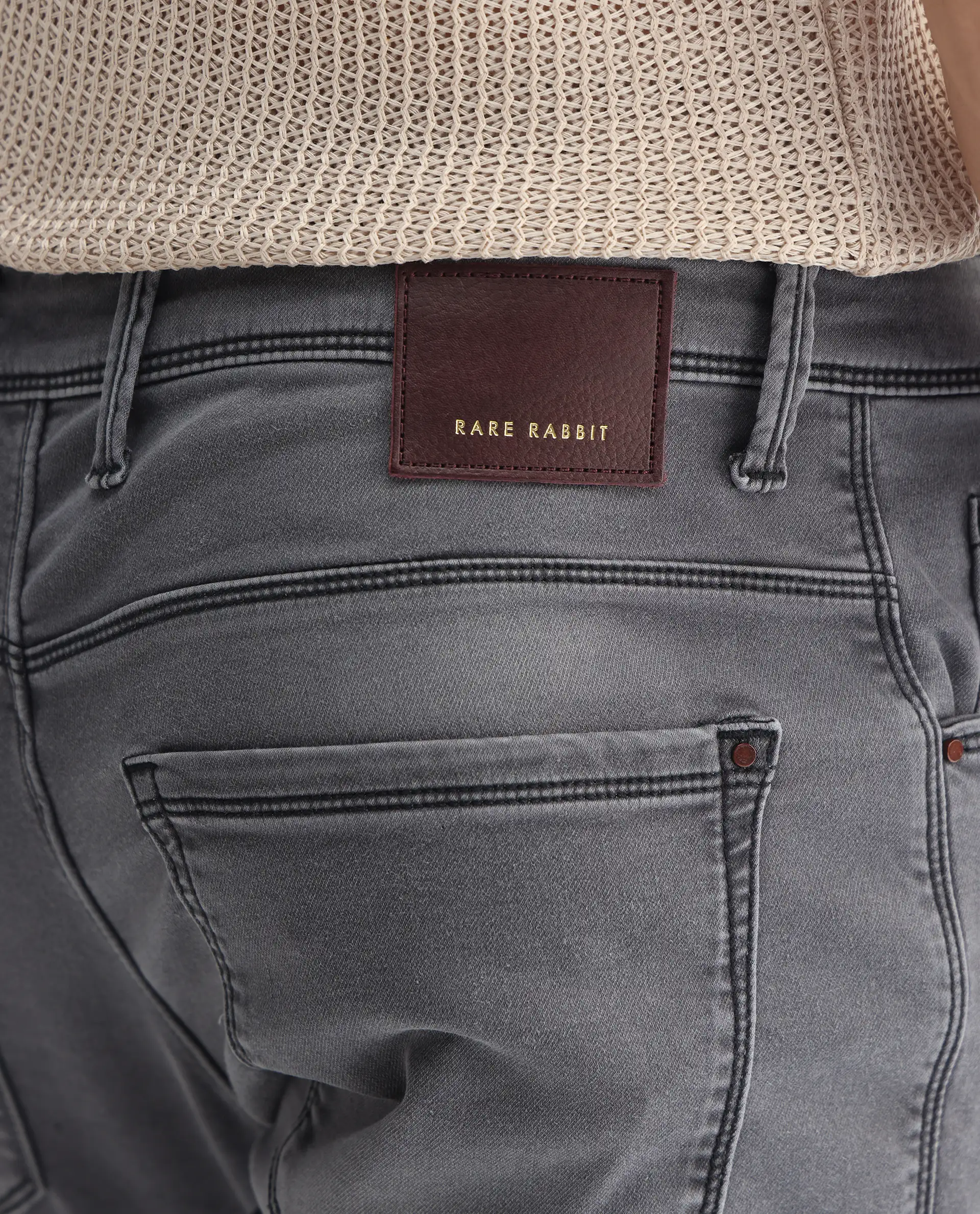 Rare Rabbit Men's Switz Dark Grey Cotton Plain Hawk Slim Fit Jeans - Image 8