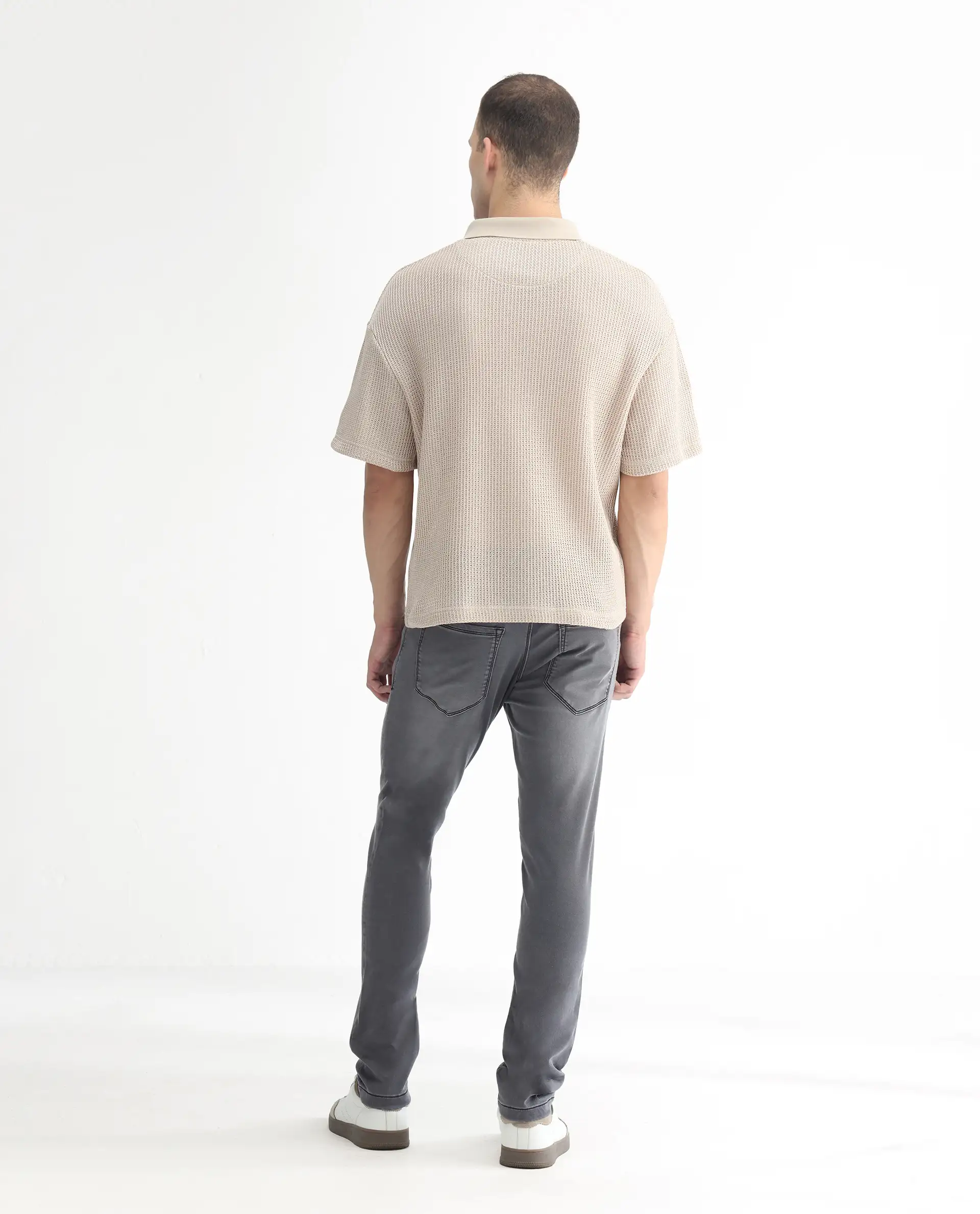 Rare Rabbit Men's Switz Dark Grey Cotton Plain Hawk Slim Fit Jeans - Image 9