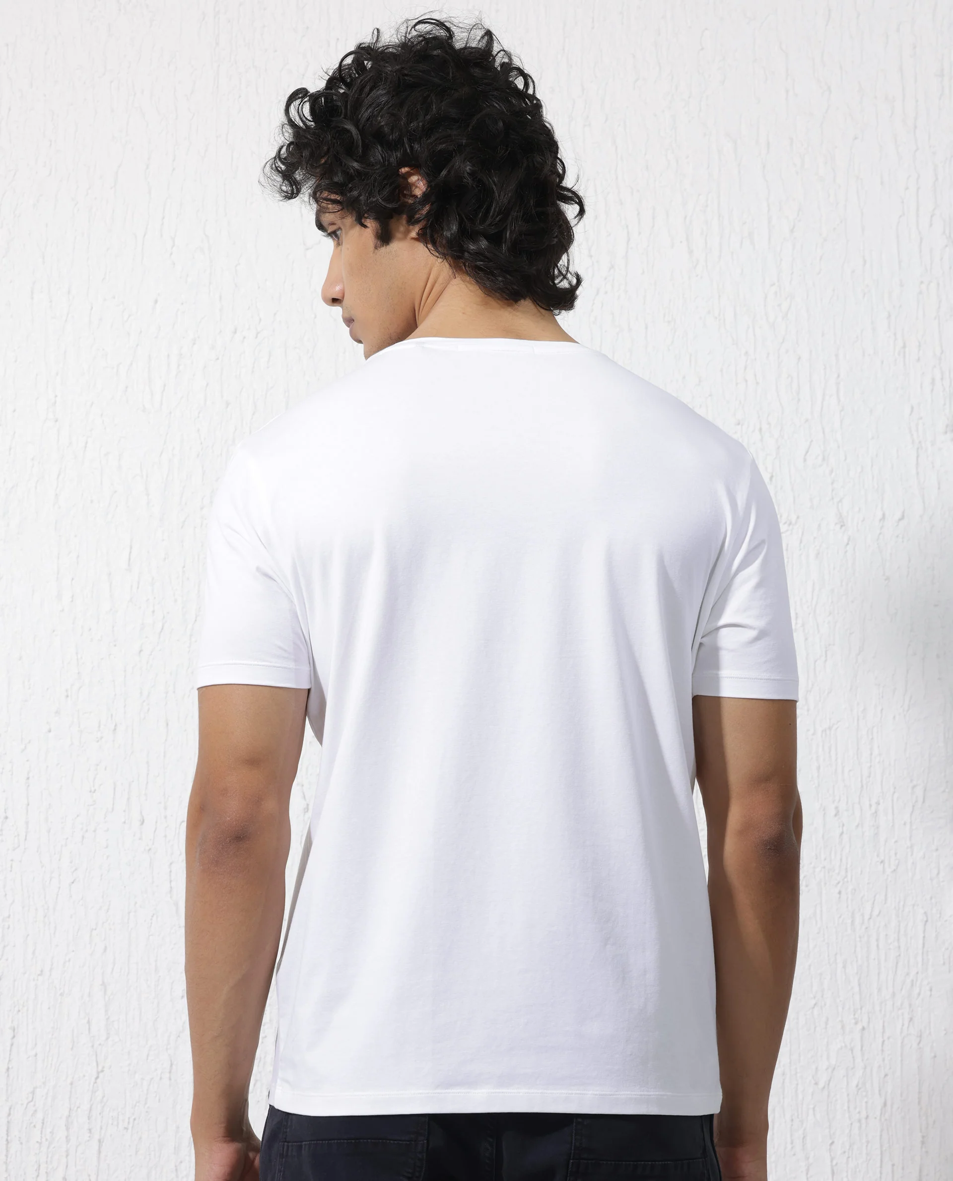 Rare Rabbit Men's Syrus White Cotton Blend Graphic Print Regular Fit Half Sleeve Crew Neck T-Shirt - Image 8