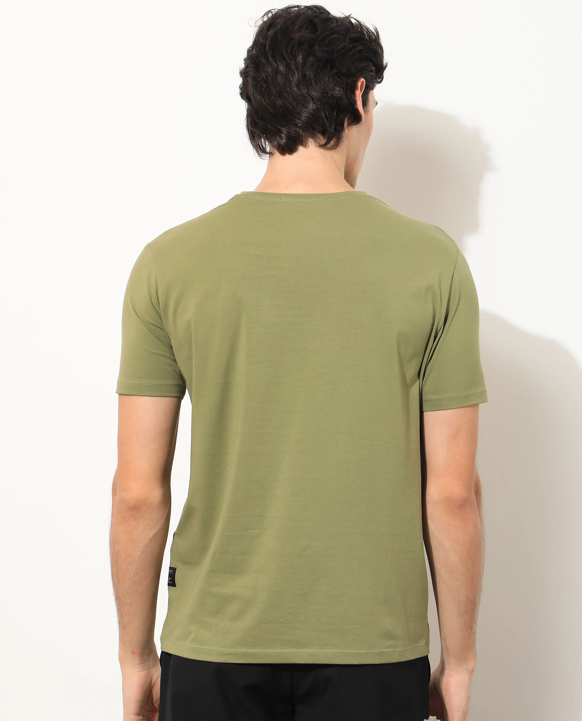 Rare Rabbit Men's Tack Olive Cotton Graphic Print Regular Fit Half Sleeve Crew Neck T-Shirt - Image 10