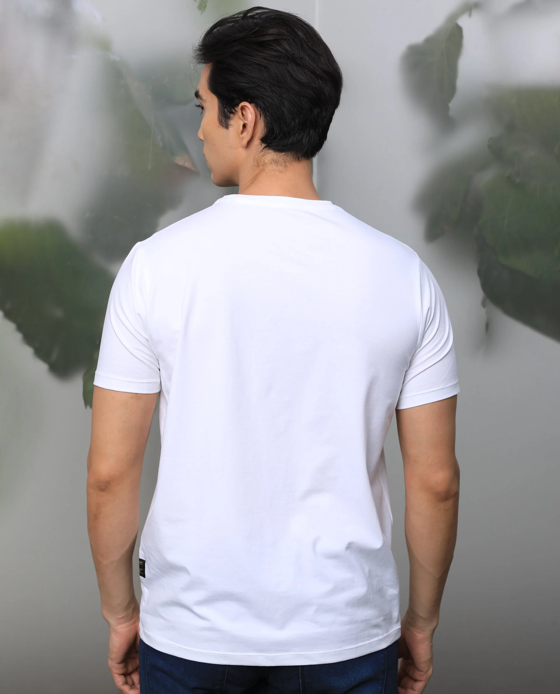 Rare Rabbit Men's Tack White Cotton Graphic Print Slim Fit Half Sleeve Crew Neck T-Shirt - Image 7