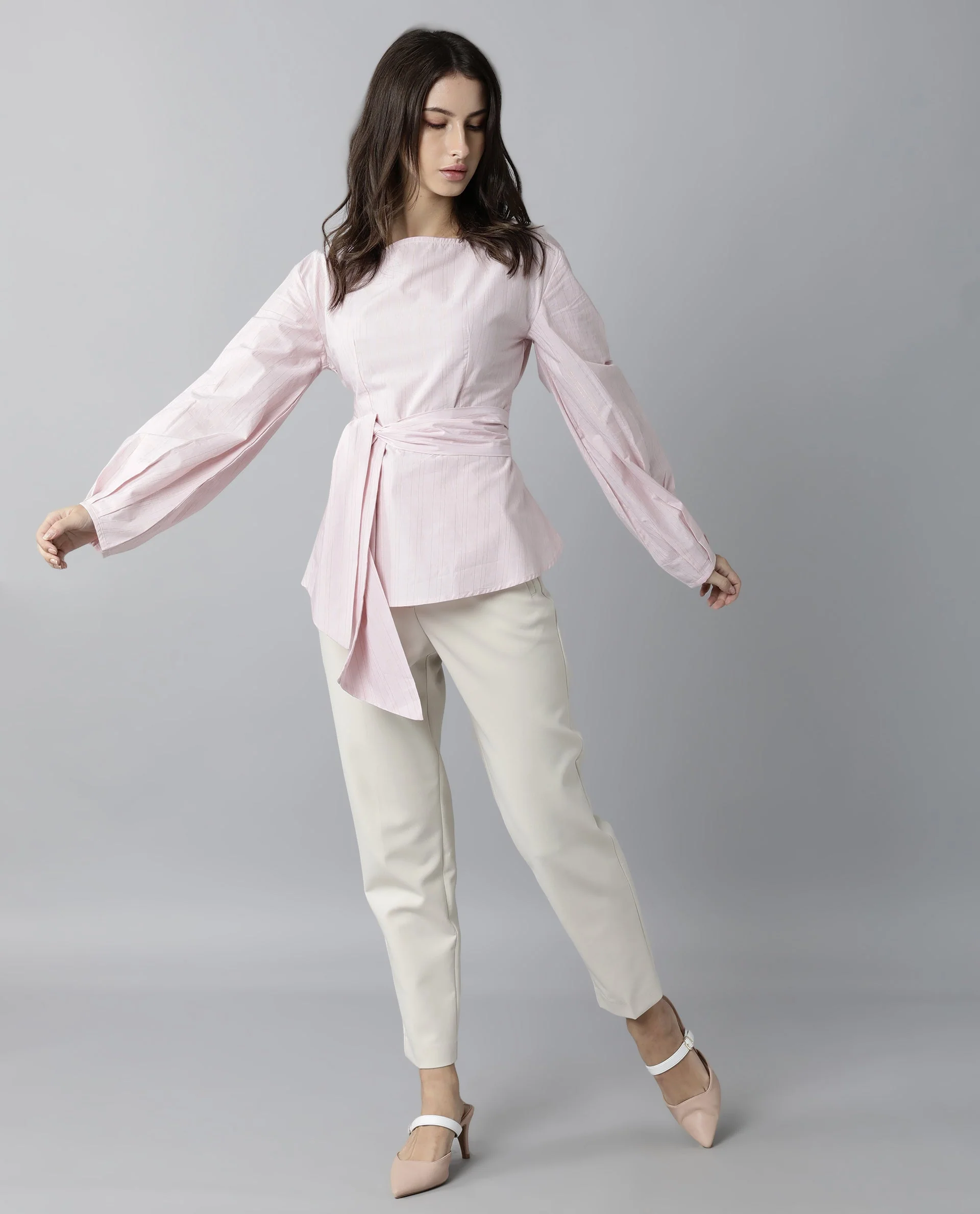 Rareism Women Tackle Pink Top Full Sleeves Solid - Image 2